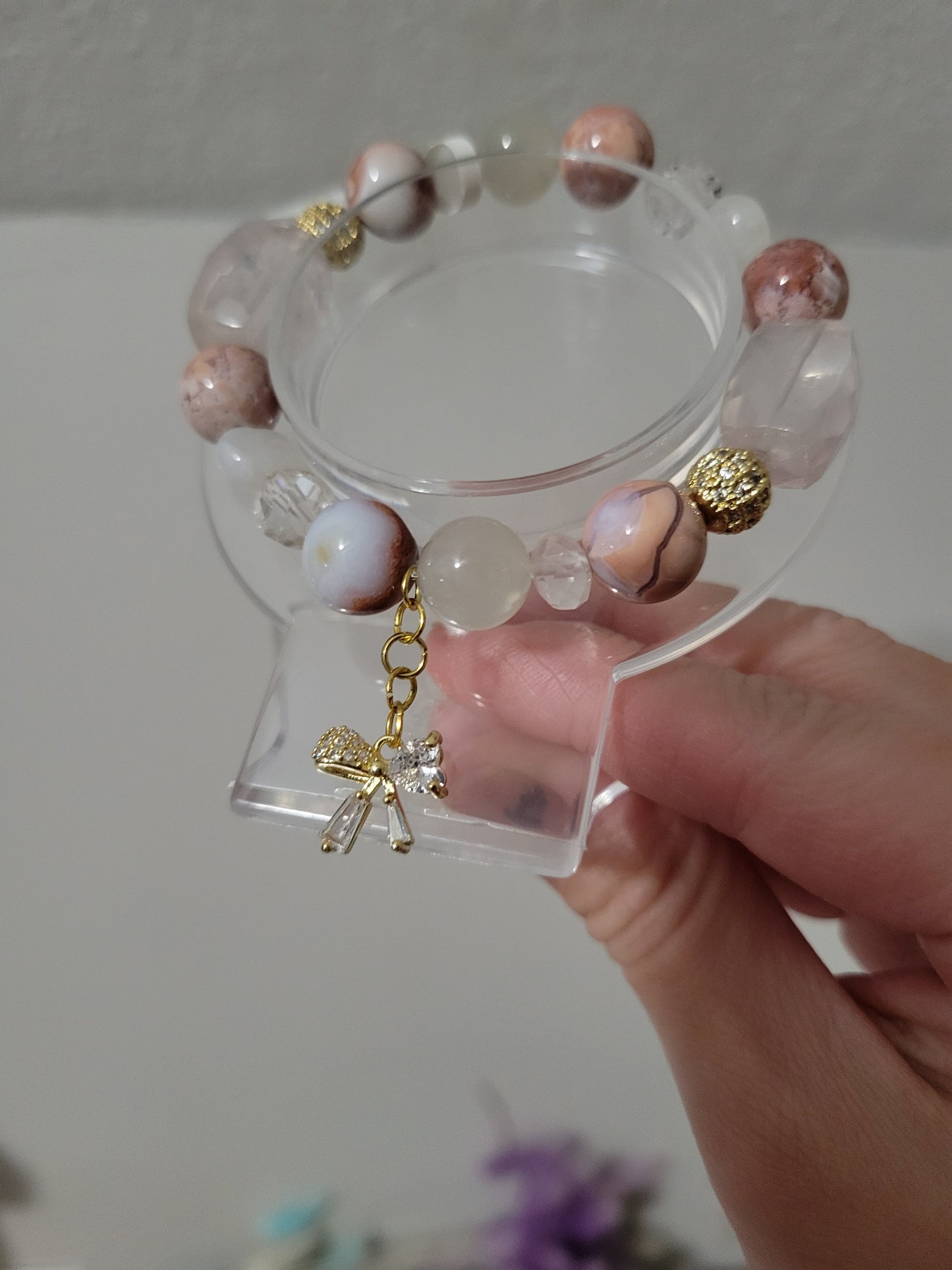 GDC2 Clear Quartz, Pink Agate, Rose Quartz, and White Moonstone Bracelet