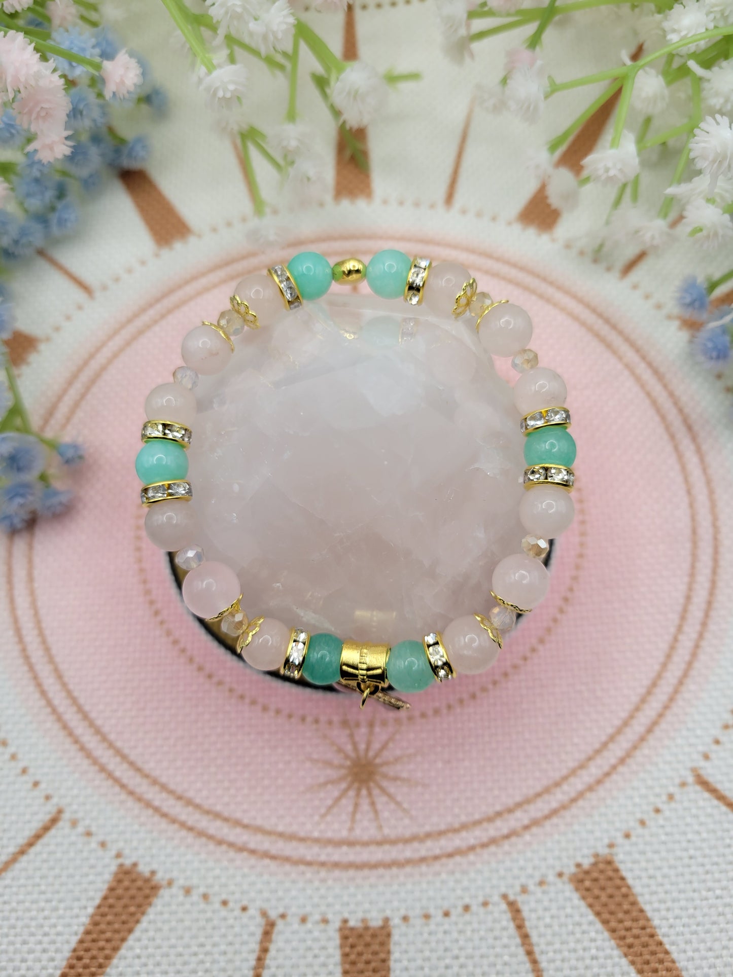 GD45 Green Chalcedony and Rose Quartz Bracelet