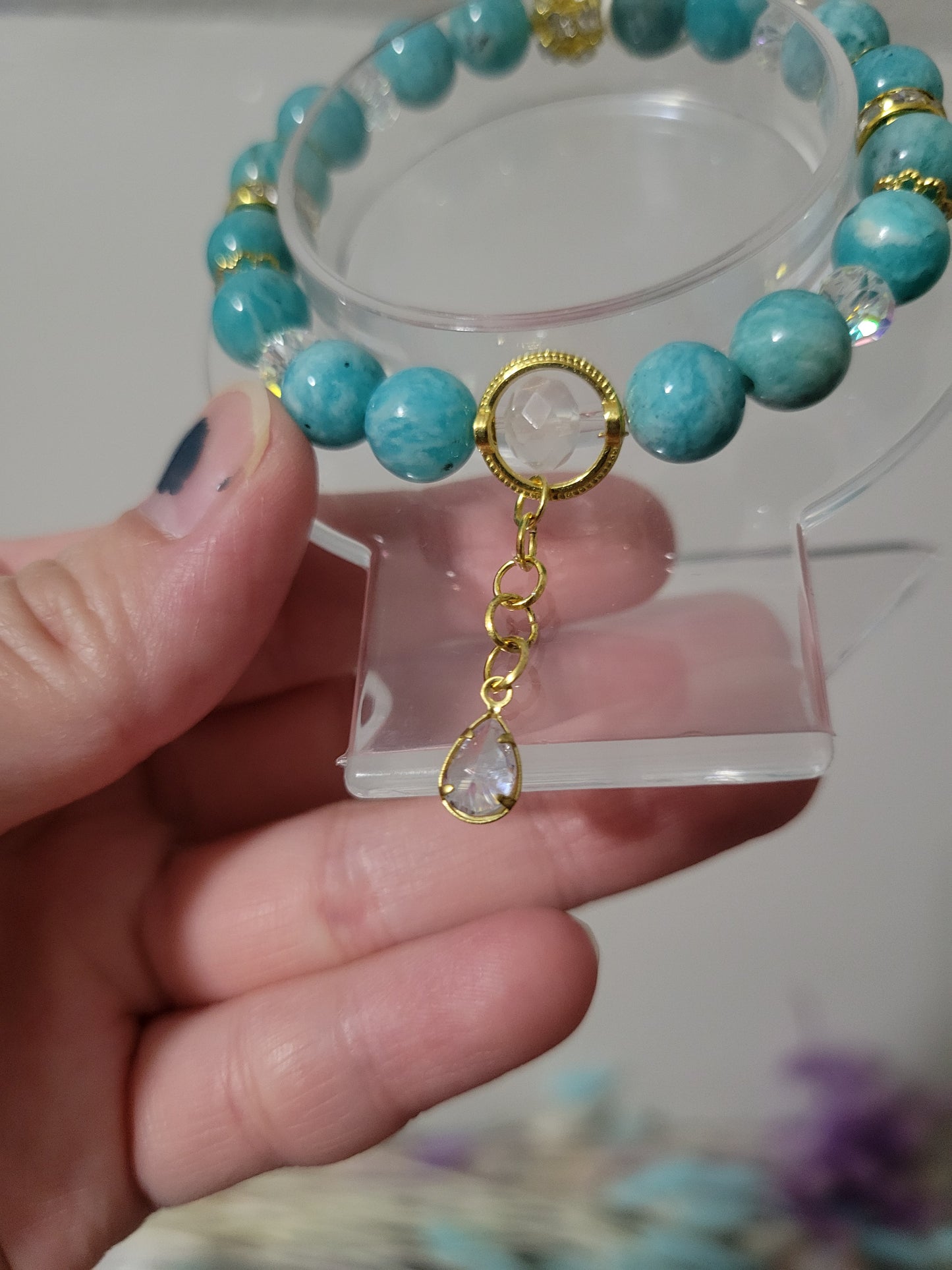 GD74 Amazonite and Clear Quartz Bracelet