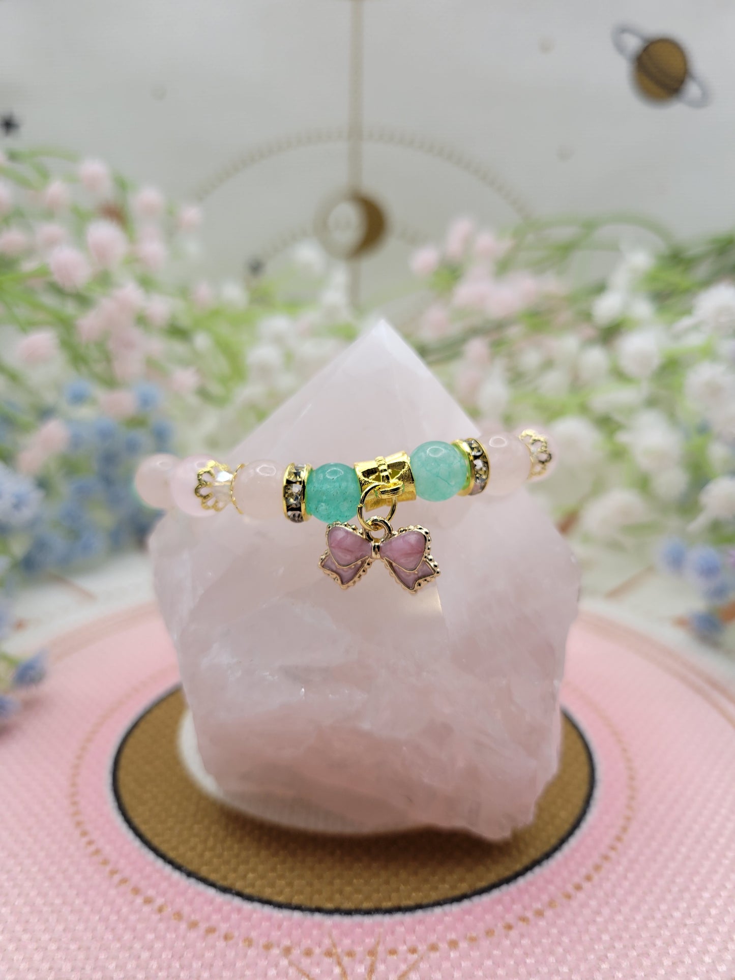 GD45 Green Chalcedony and Rose Quartz Bracelet