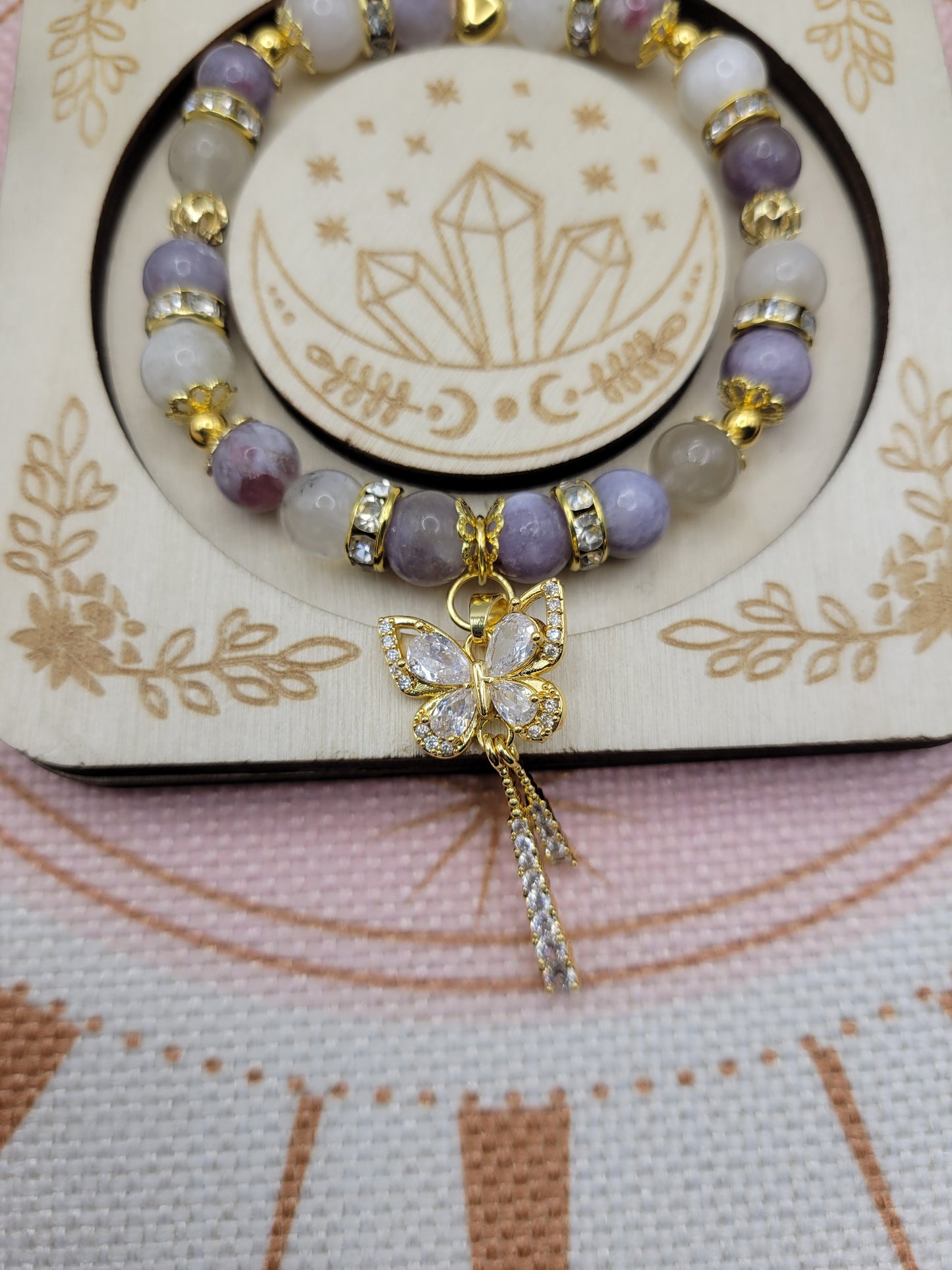 GD60 Moonstone and Unicorn Stone Bracelet