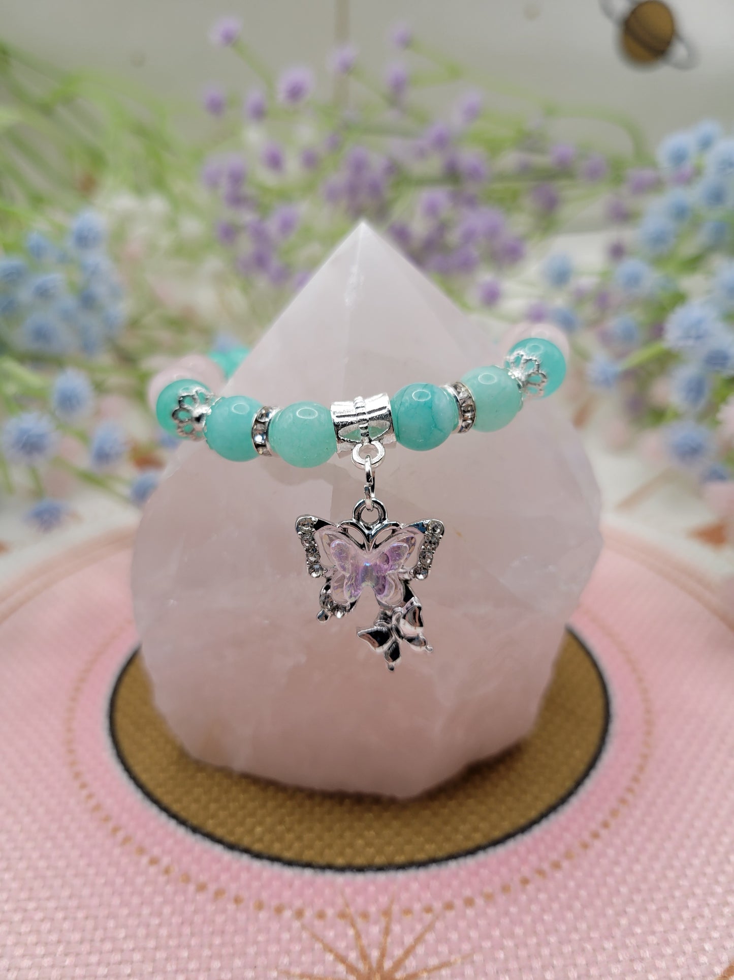 SV56 Green Chalcedony and Rose Quartz Bracelet