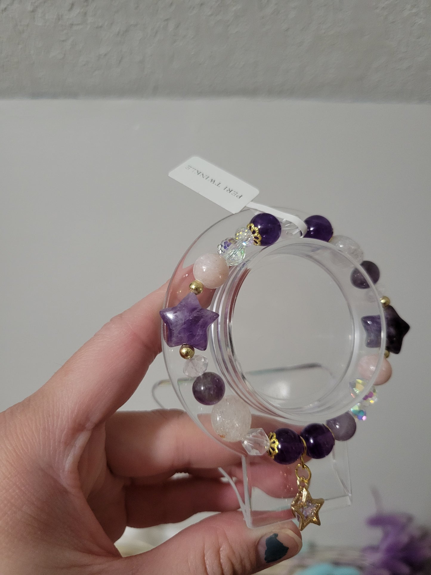 GD82 Amethyst, Clear Quartz, and Pink Opal Bracelet