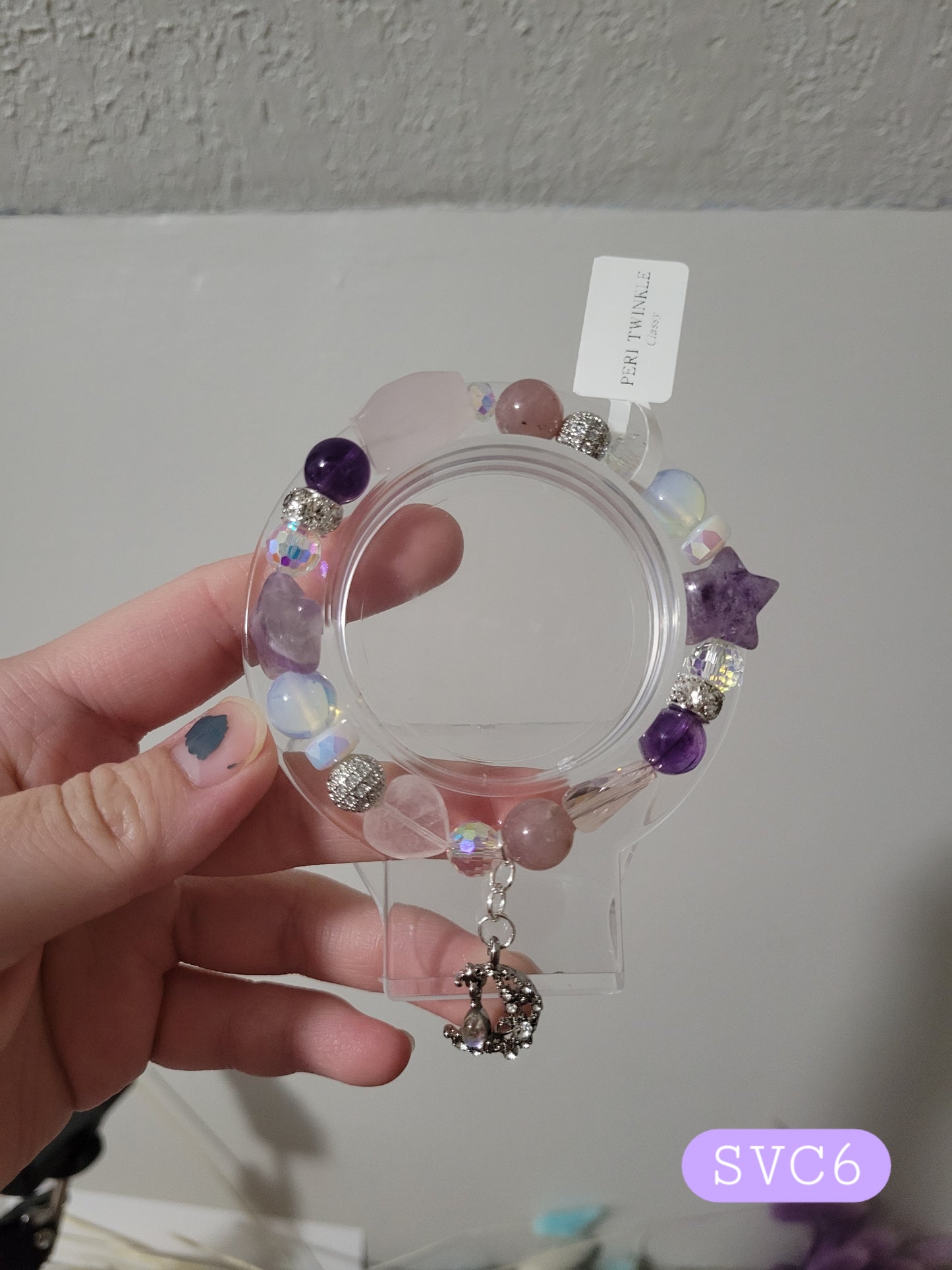 SVC6 Amethyst, Lavender Rose Quartz, Opalite, and Rose Quartz Bracelet