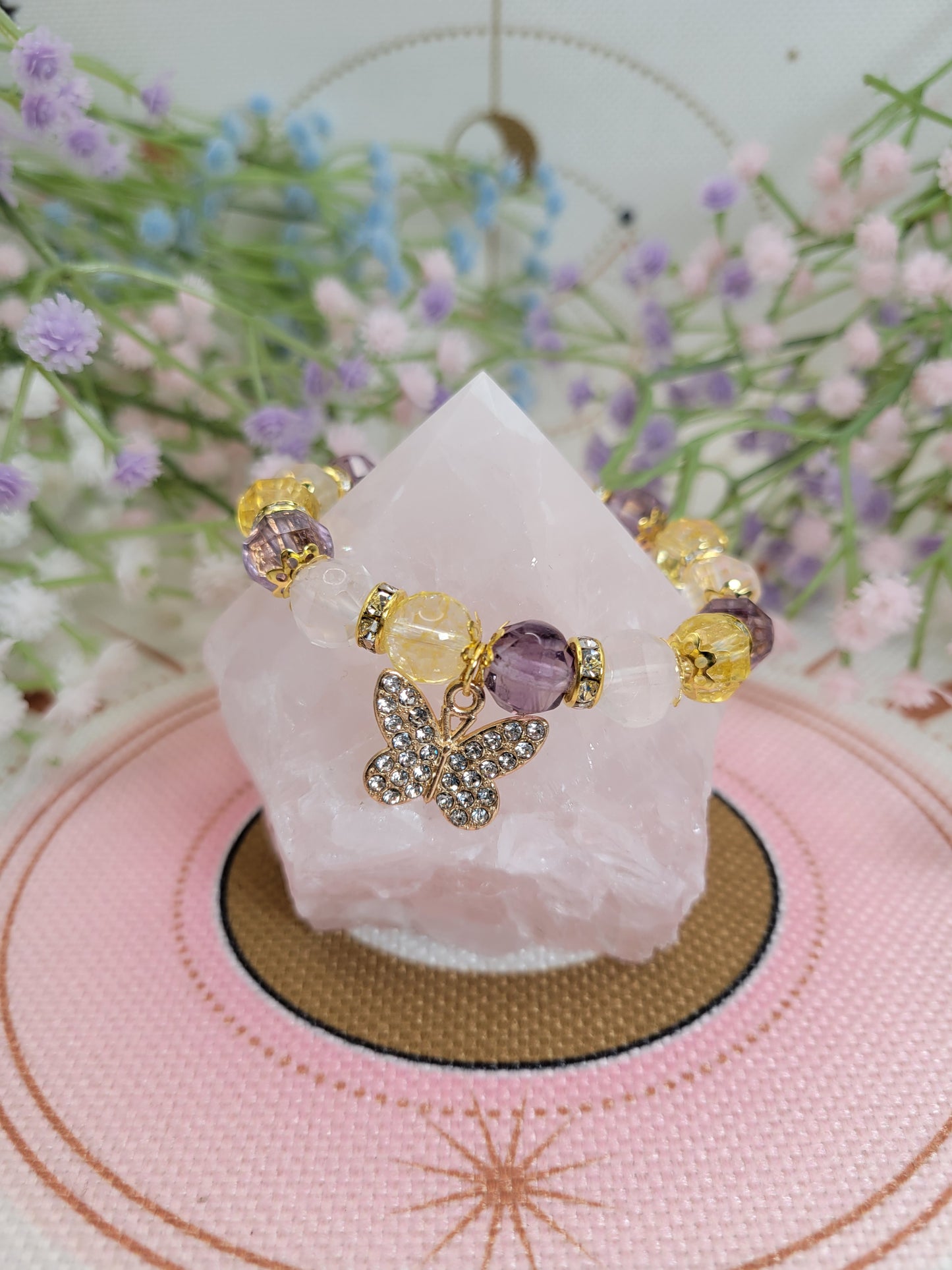 GD2 Amethyst, Rose Quartz, Citrine Faceted Bracelet