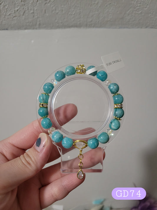 GD74 Amazonite and Clear Quartz Bracelet