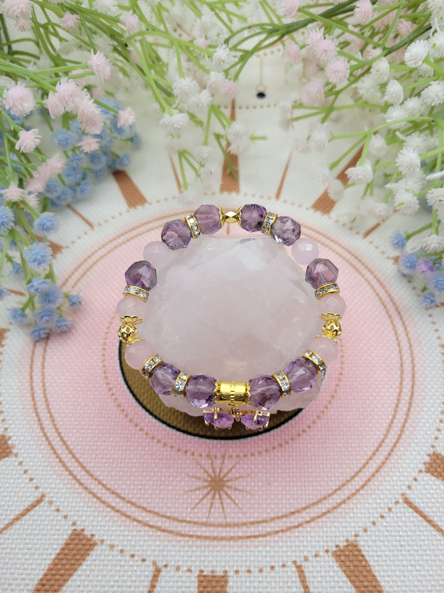 GD49 Faceted Amethyst and Rose Quartz Bracelet