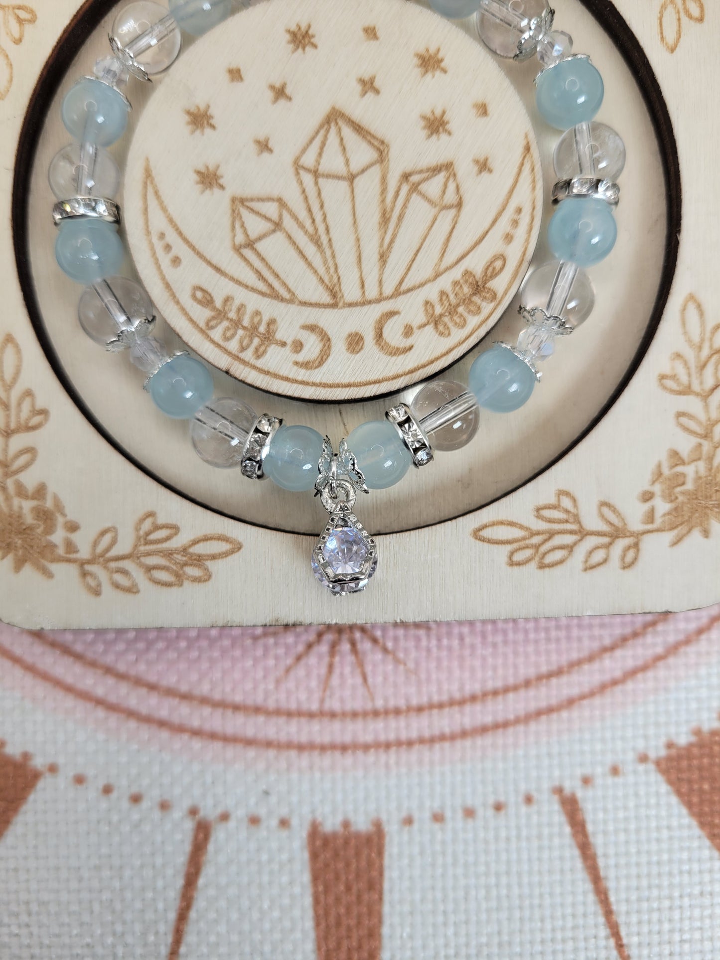 SV17 Aquamarine and Clear Quartz Bracelet