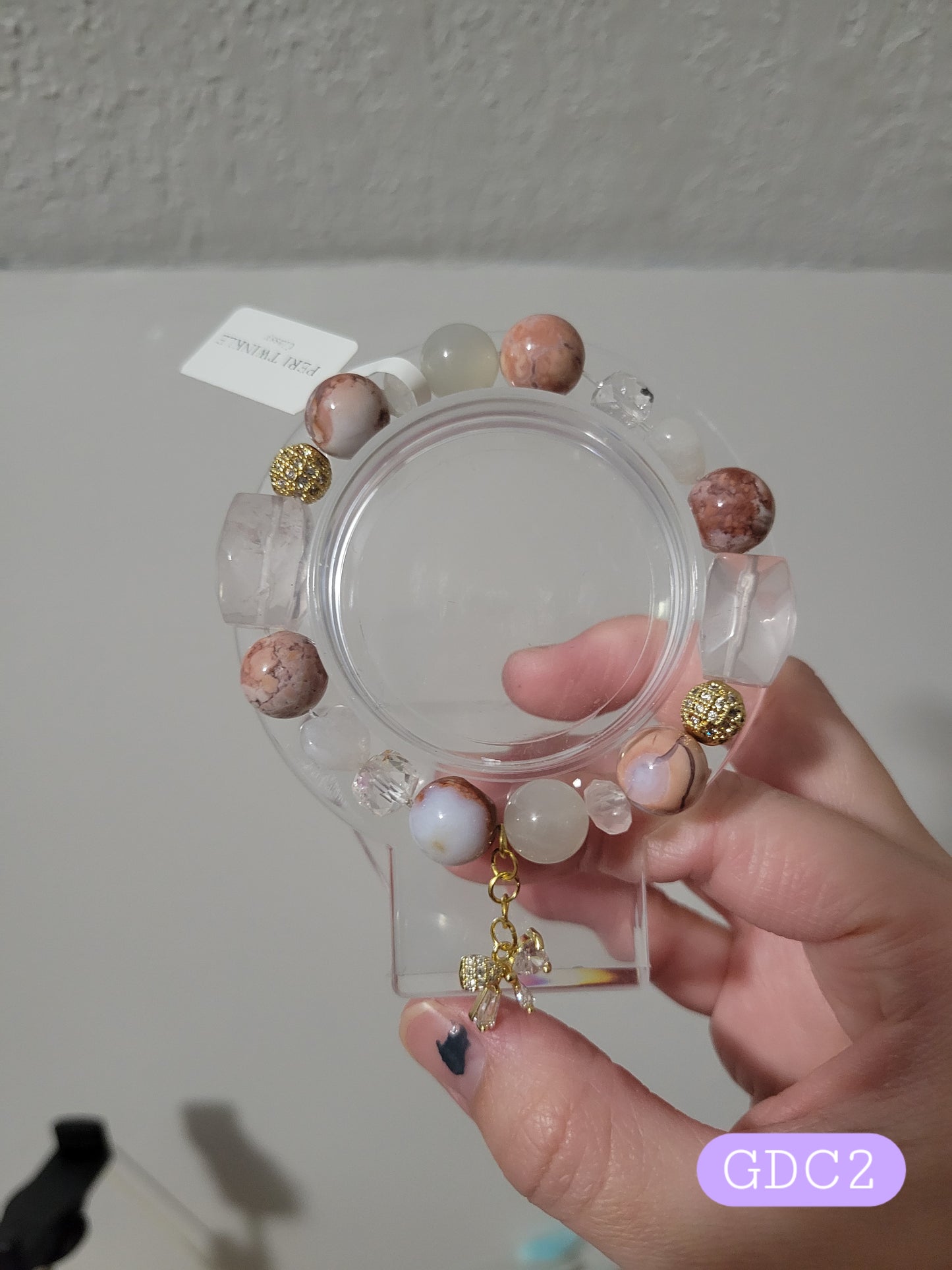 GDC2 Clear Quartz, Pink Agate, Rose Quartz, and White Moonstone Bracelet