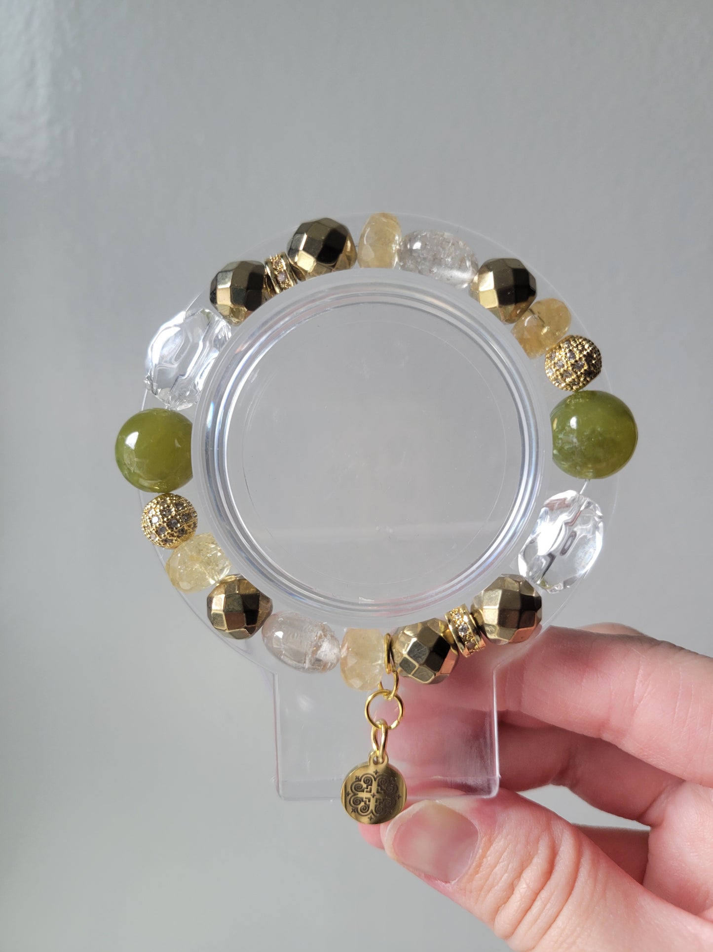 HEC1 Citrine, Clear Quartz, Jade, and Pyrite Bracelet