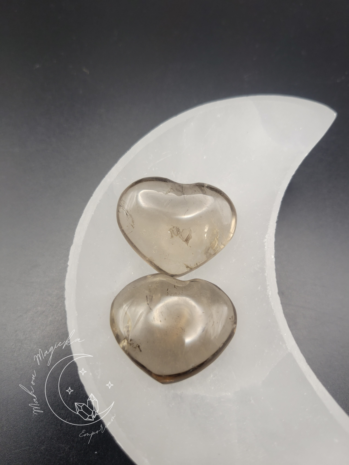 Small Smoky Quartz Heart Carving