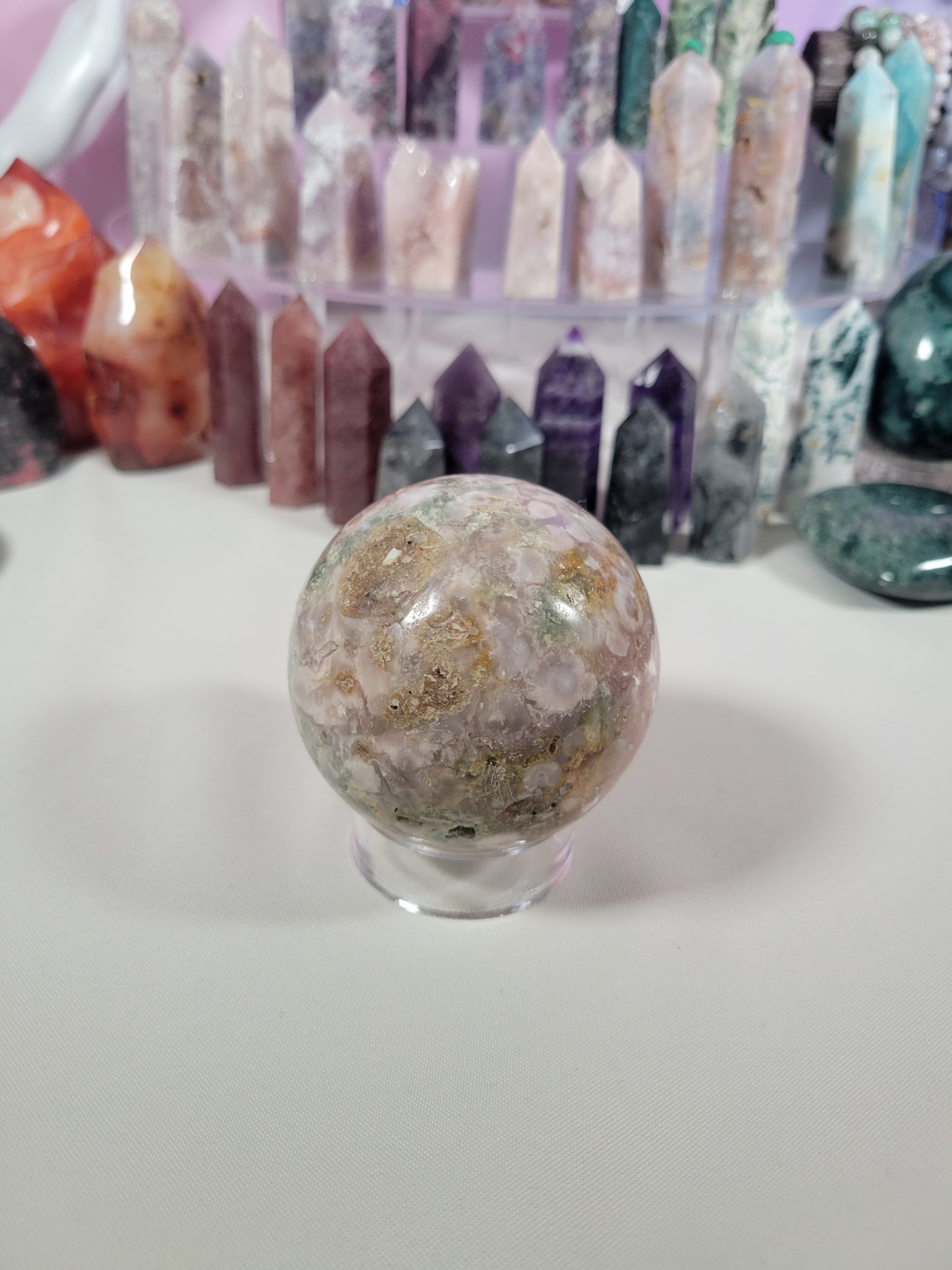 Pink Amethyst Flower Agate Sphere 55FS