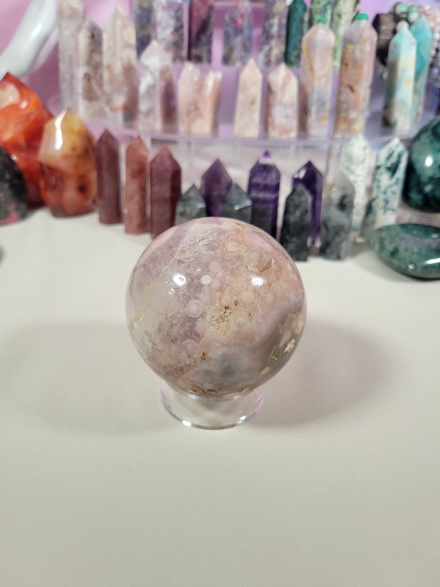 Pink Amethyst Flower Agate Sphere 60FS