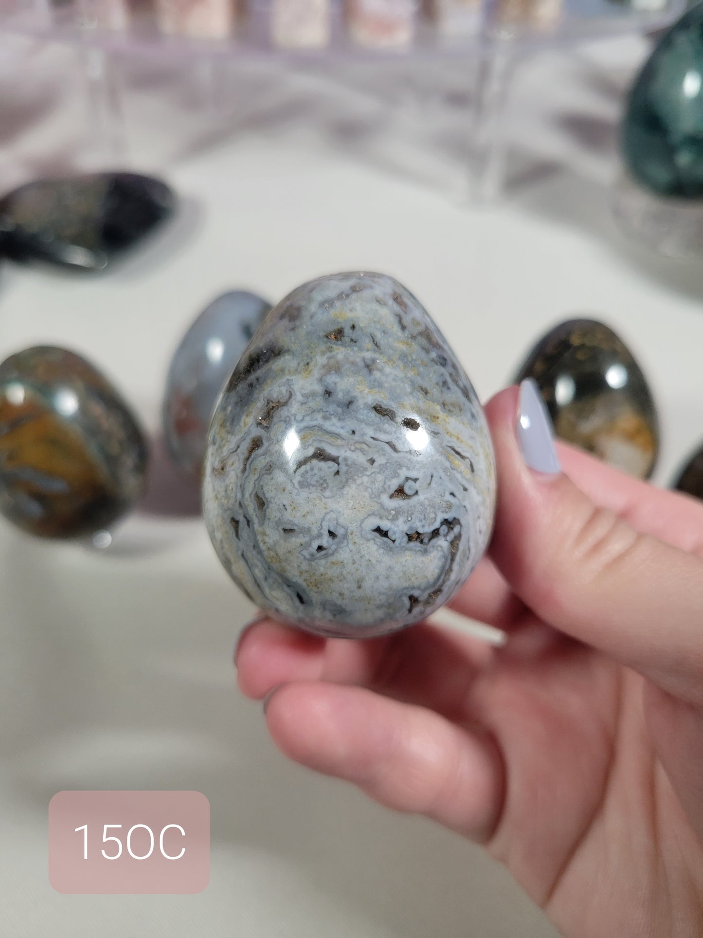 Small Ocean Jasper Egg Carving