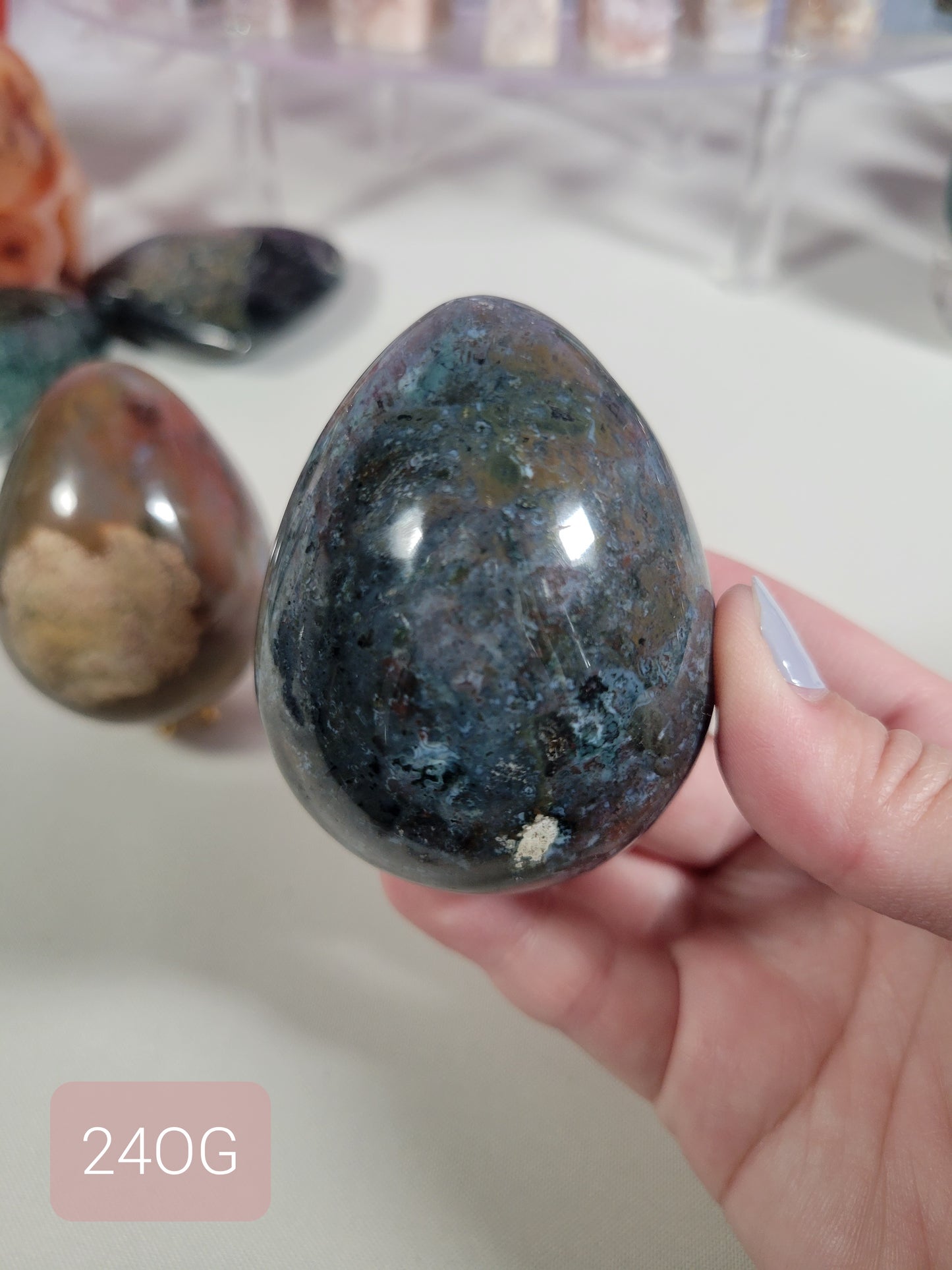 Medium Ocean Jasper Egg Carving