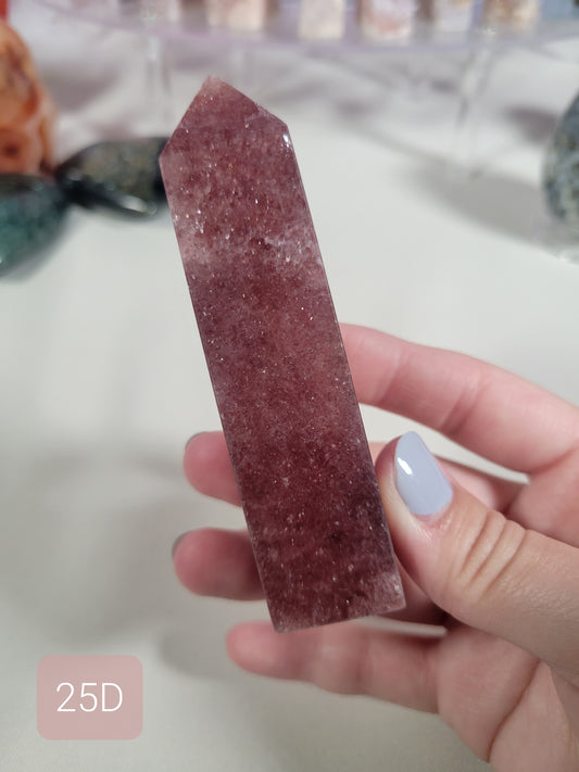 Sparkly Strawberry Quartz Obelisk Tower