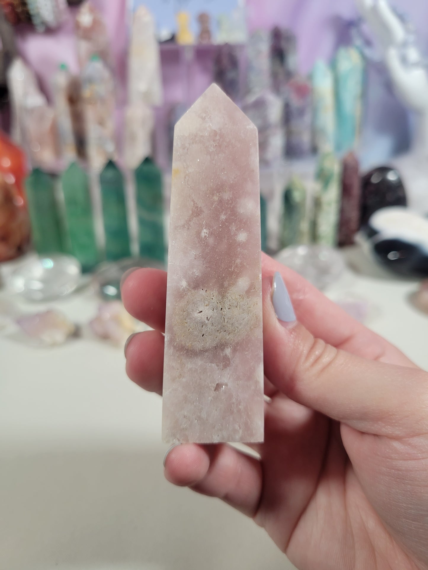 Pink Amethyst Flower Agate Point 50FA