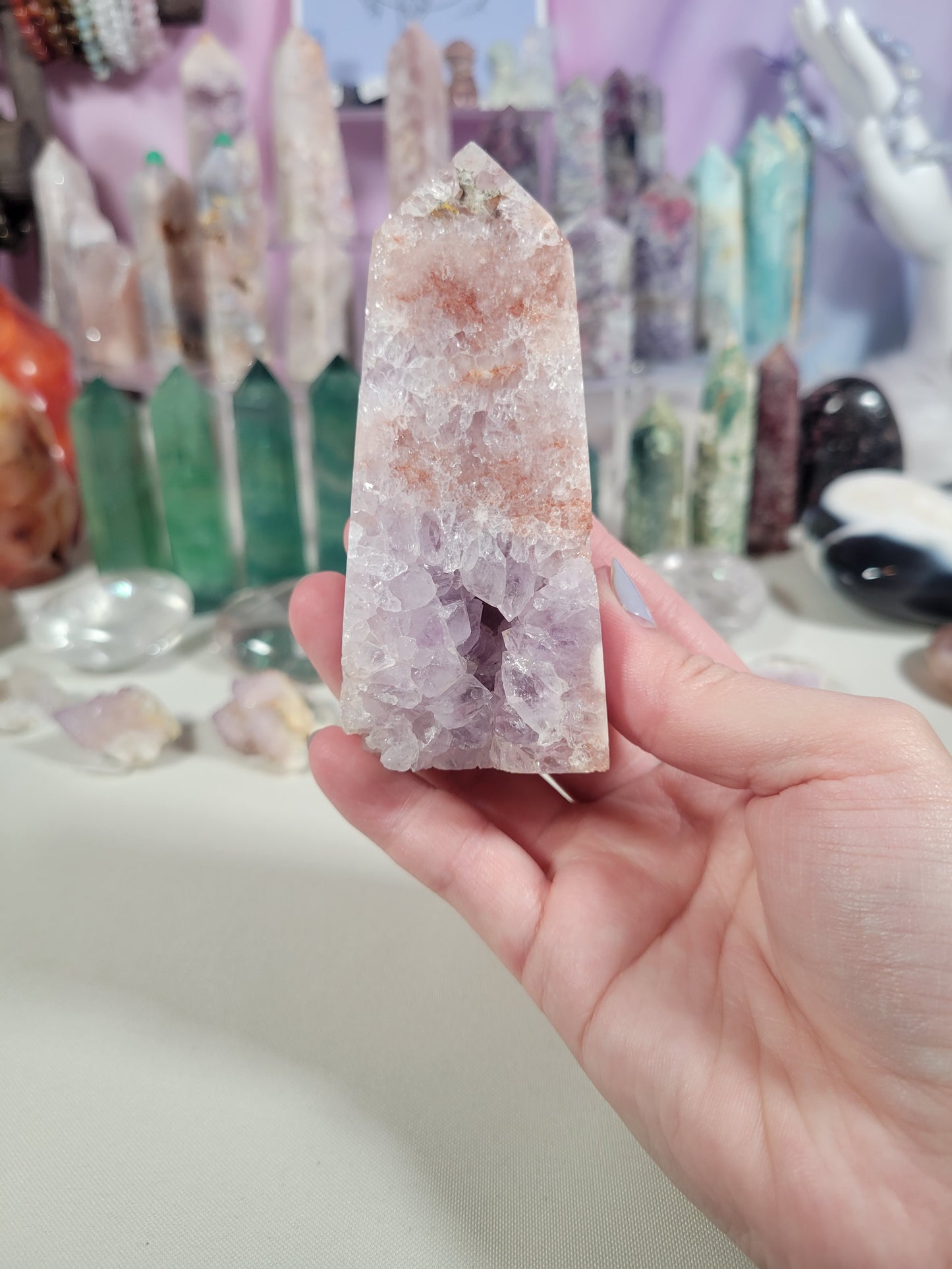 Amethyst Flower Agate Point 90PF