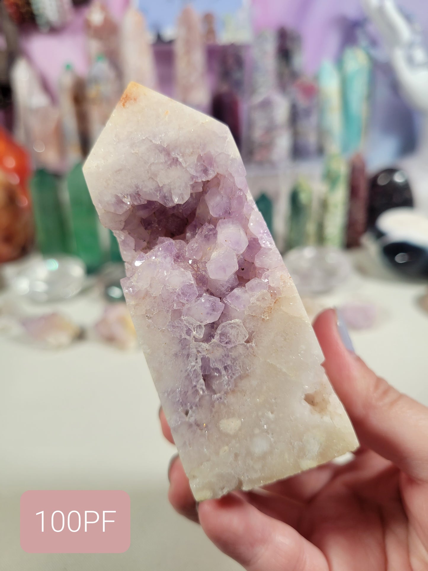 Pink Amethyst Flower Agate Tower 100PF