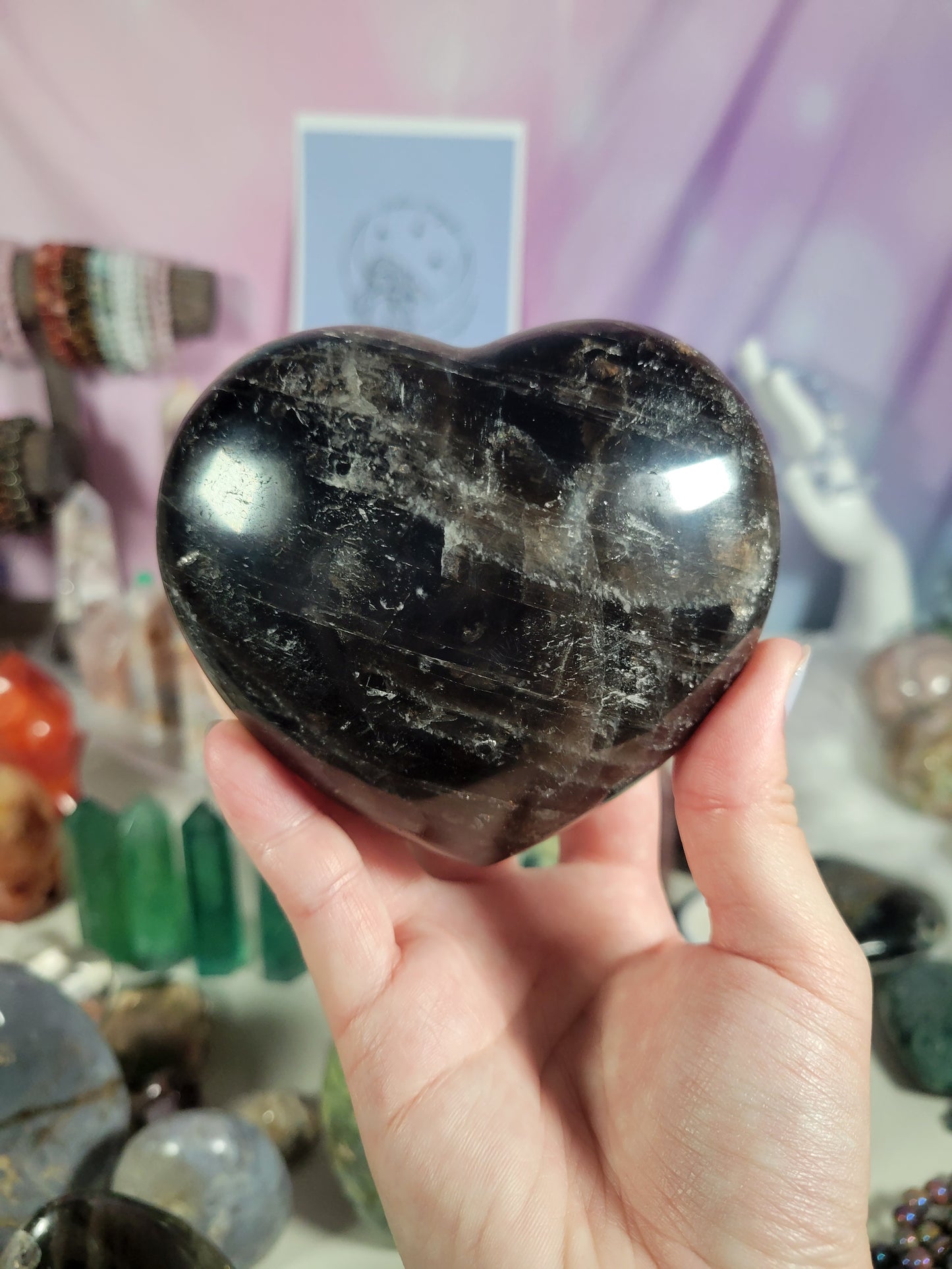 HUGE Black Rose Quartz Heart Carving *STATEMENT PIECE* 120BK