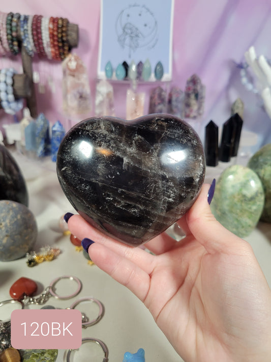 HUGE Black Rose Quartz Heart Carving *STATEMENT PIECE* 120BK