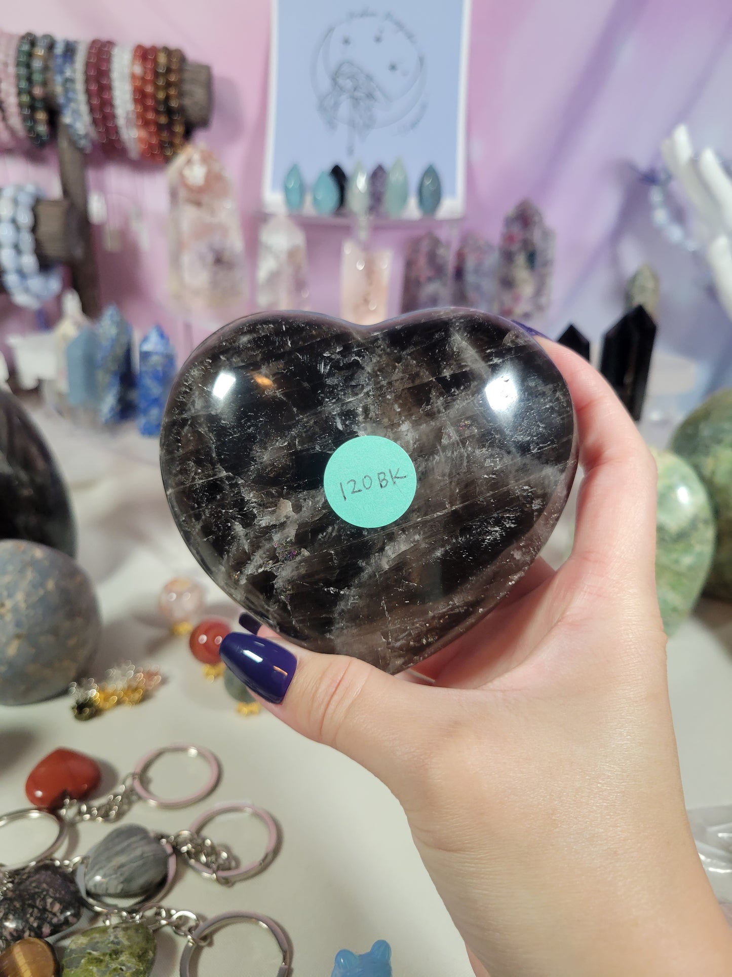 HUGE Black Rose Quartz Heart Carving *STATEMENT PIECE* 120BK