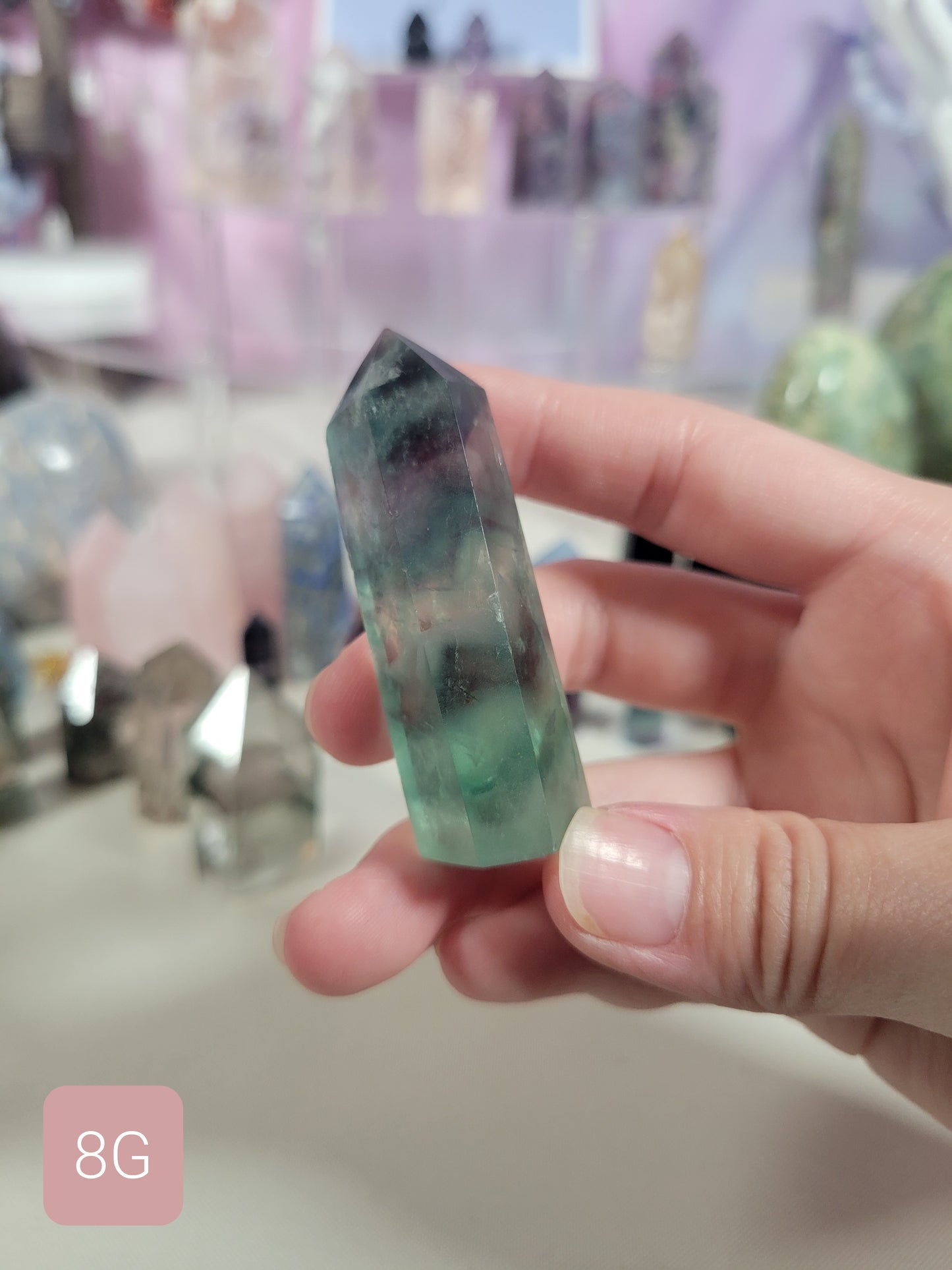 Small Rainbow Fluorite Point 8G