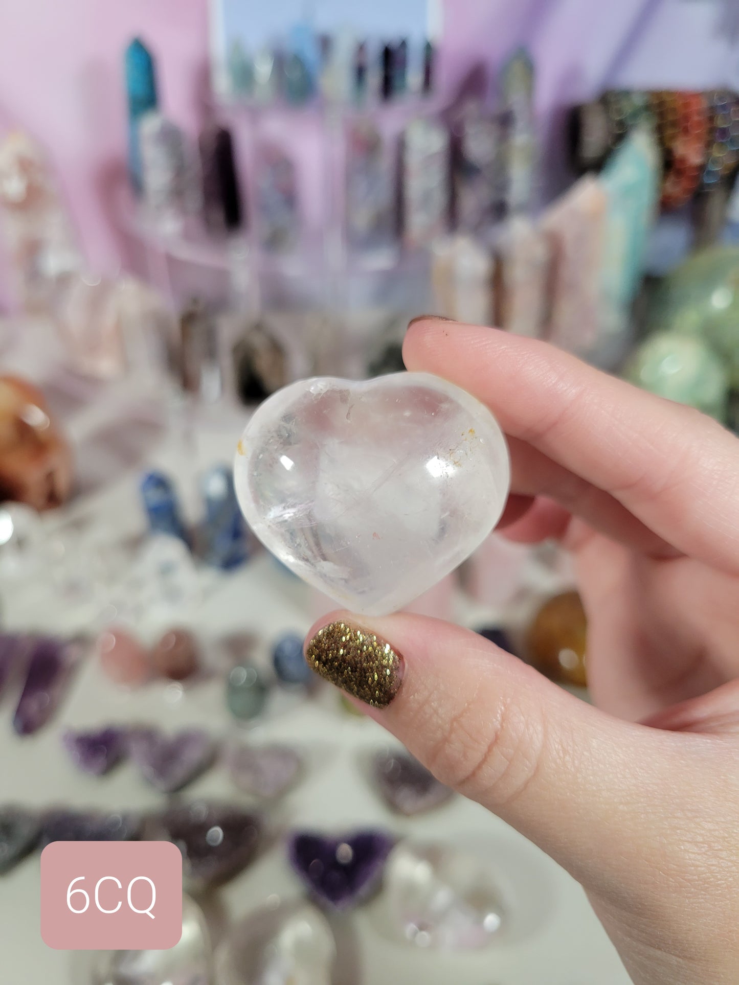 Small Clear Quartz Heart Carvings