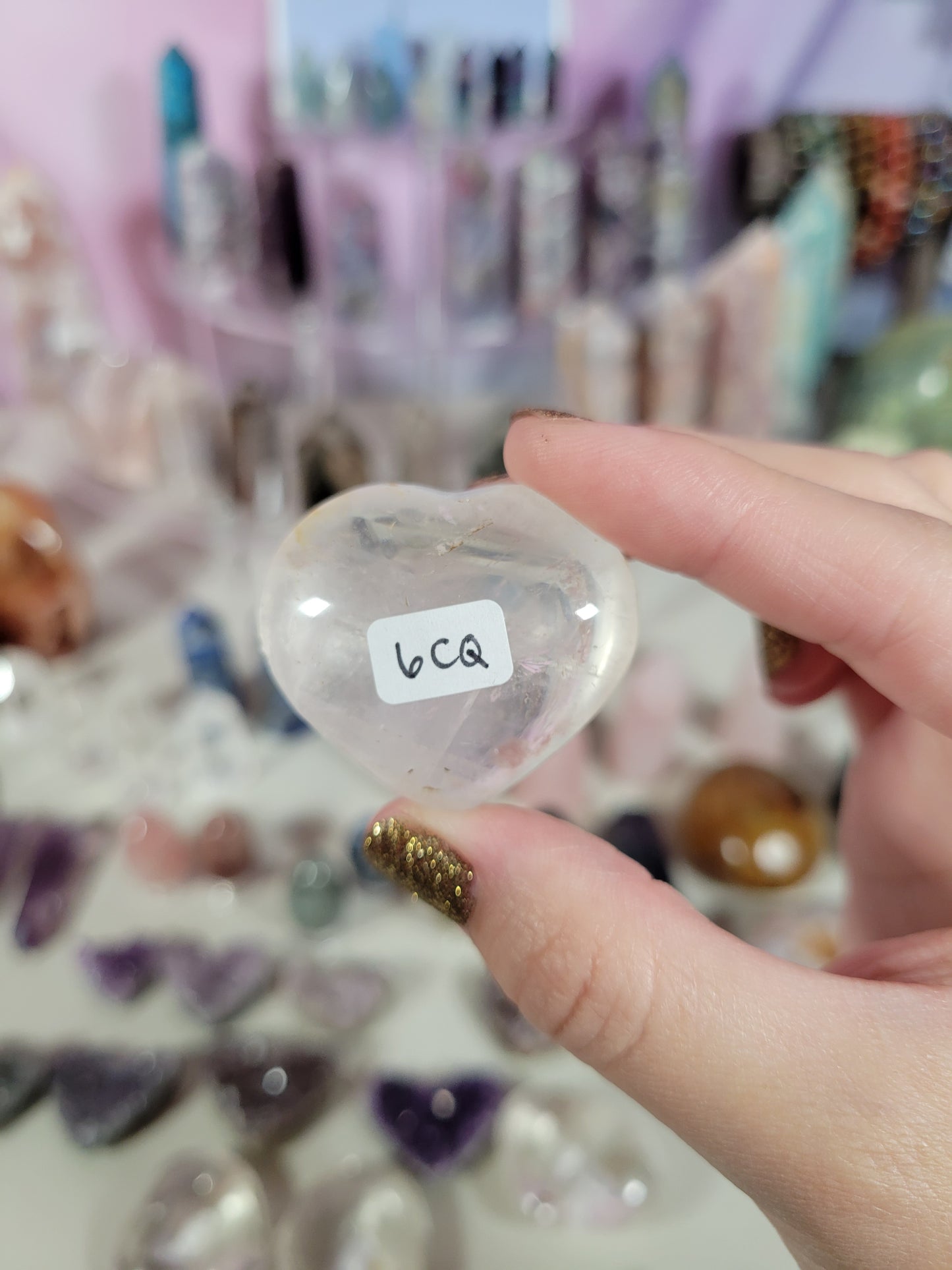 Small Clear Quartz Heart Carvings