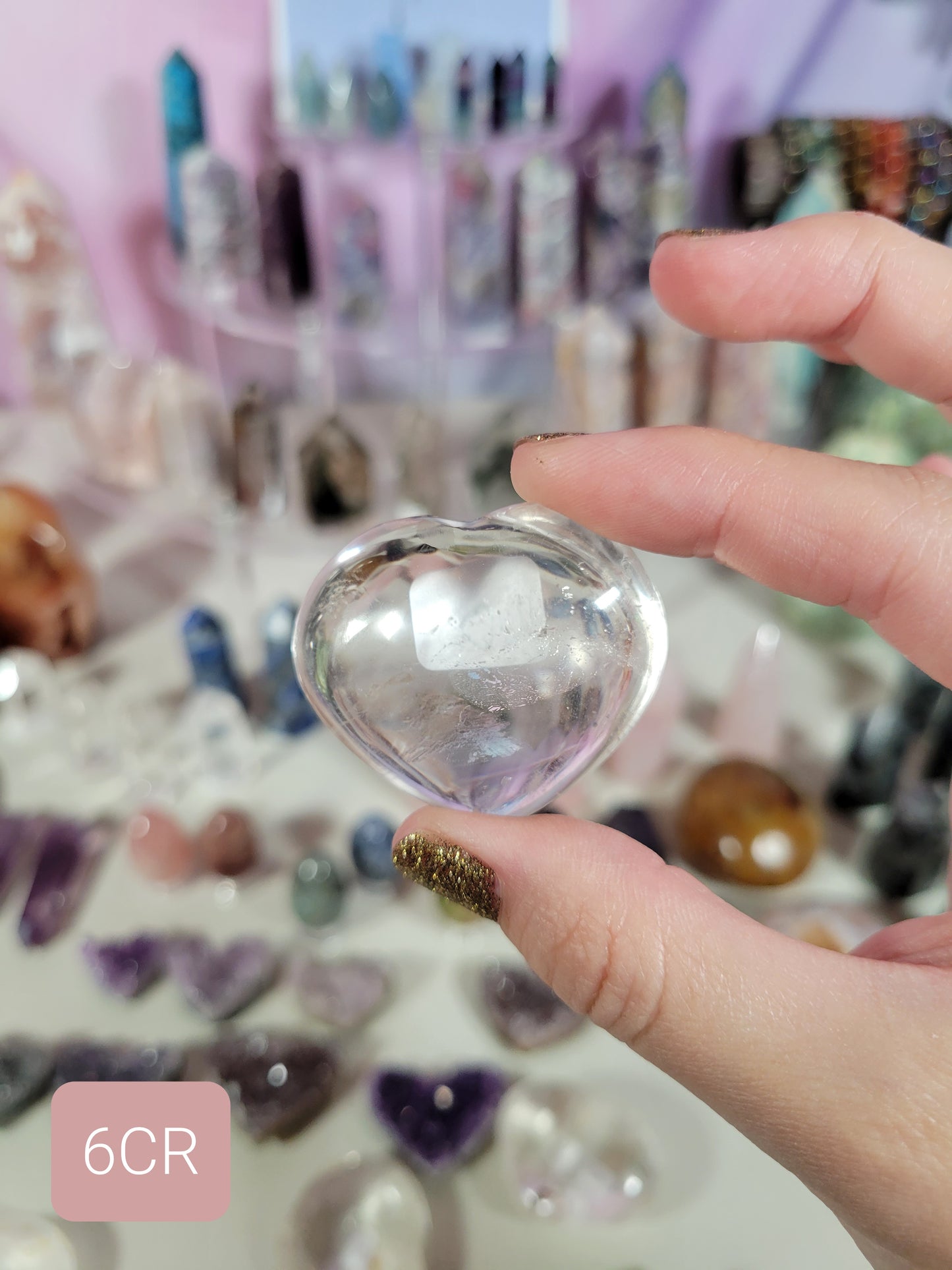 Small Clear Quartz Heart Carvings