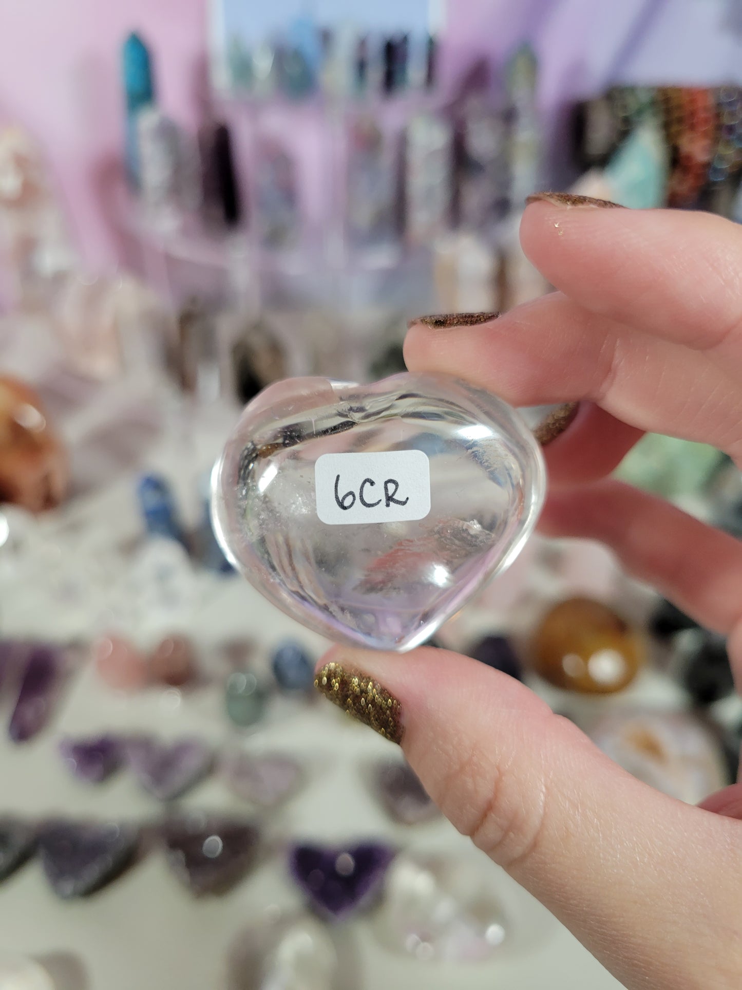 Small Clear Quartz Heart Carvings