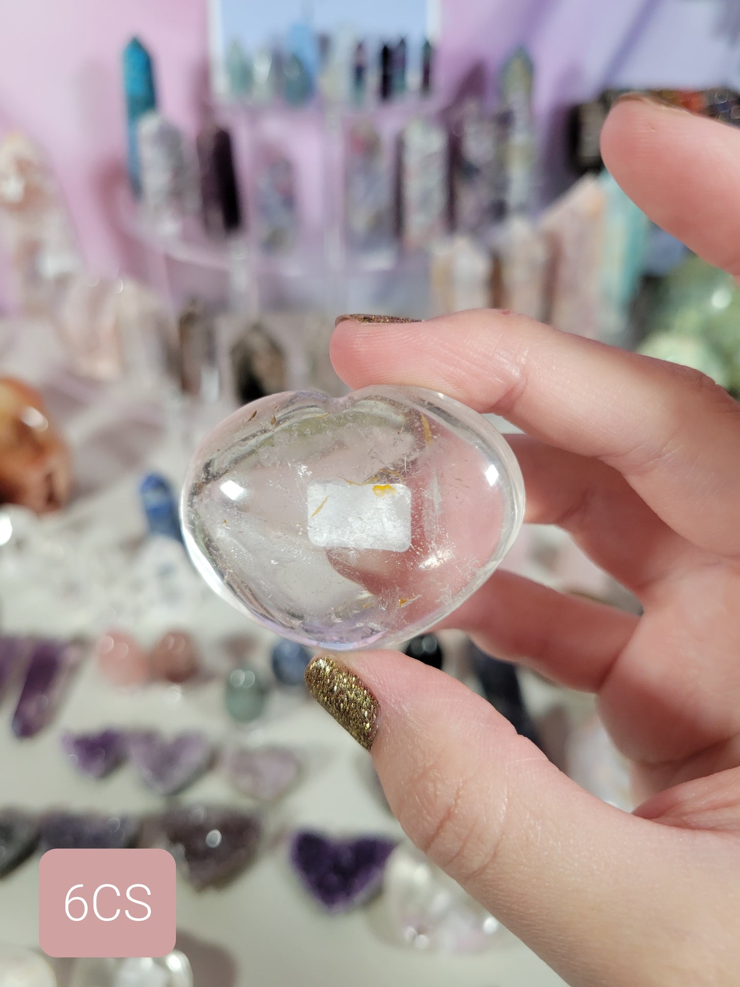 Small Clear Quartz Heart Carvings