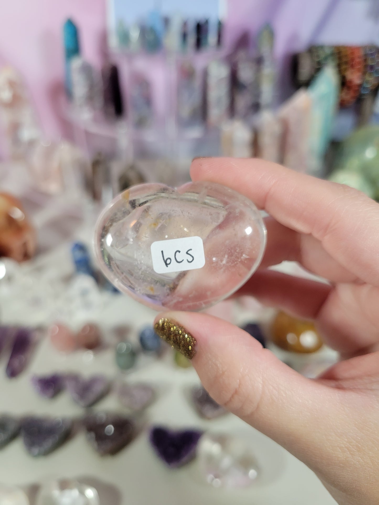 Small Clear Quartz Heart Carvings