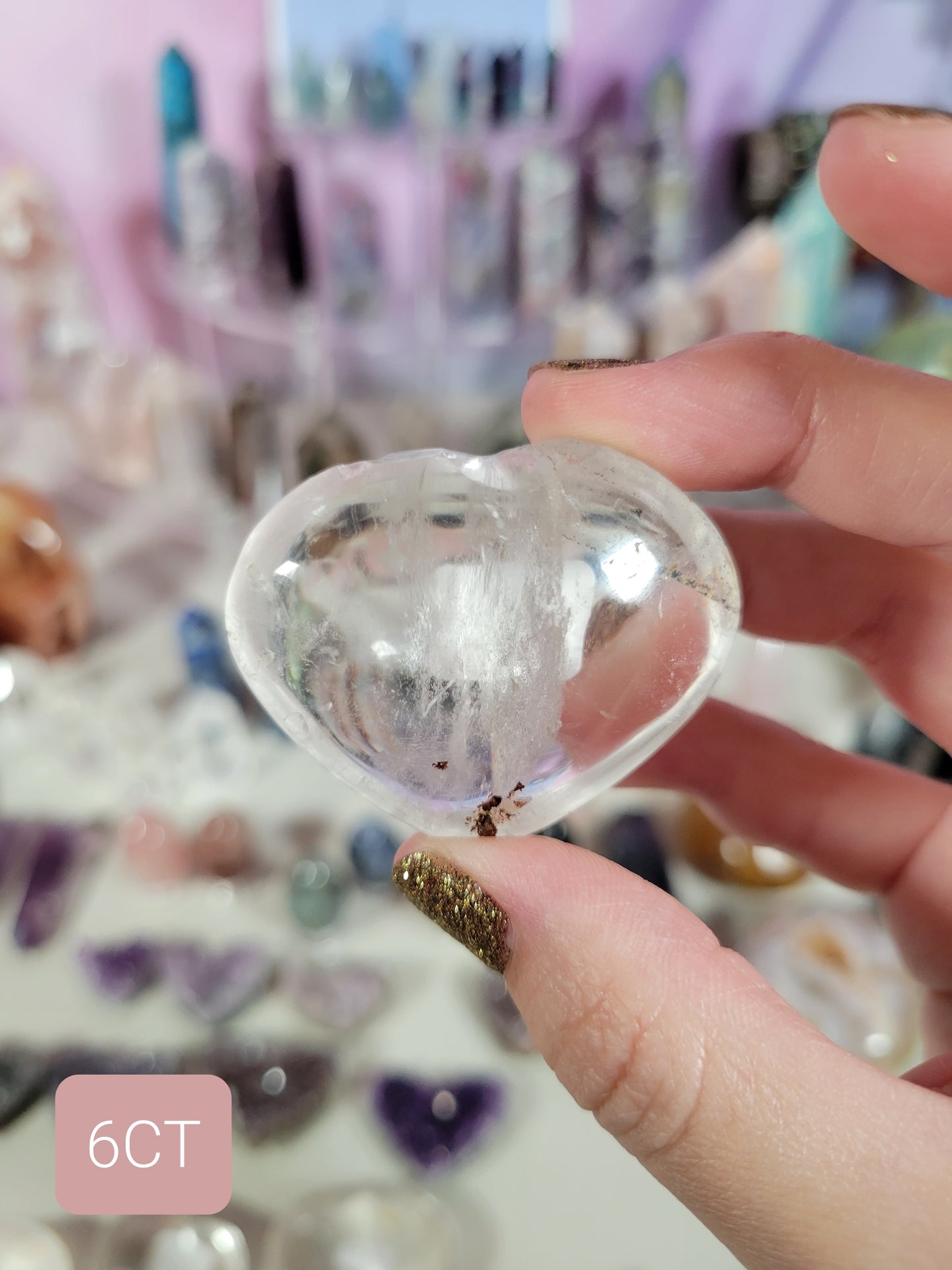 Small Clear Quartz Heart Carvings