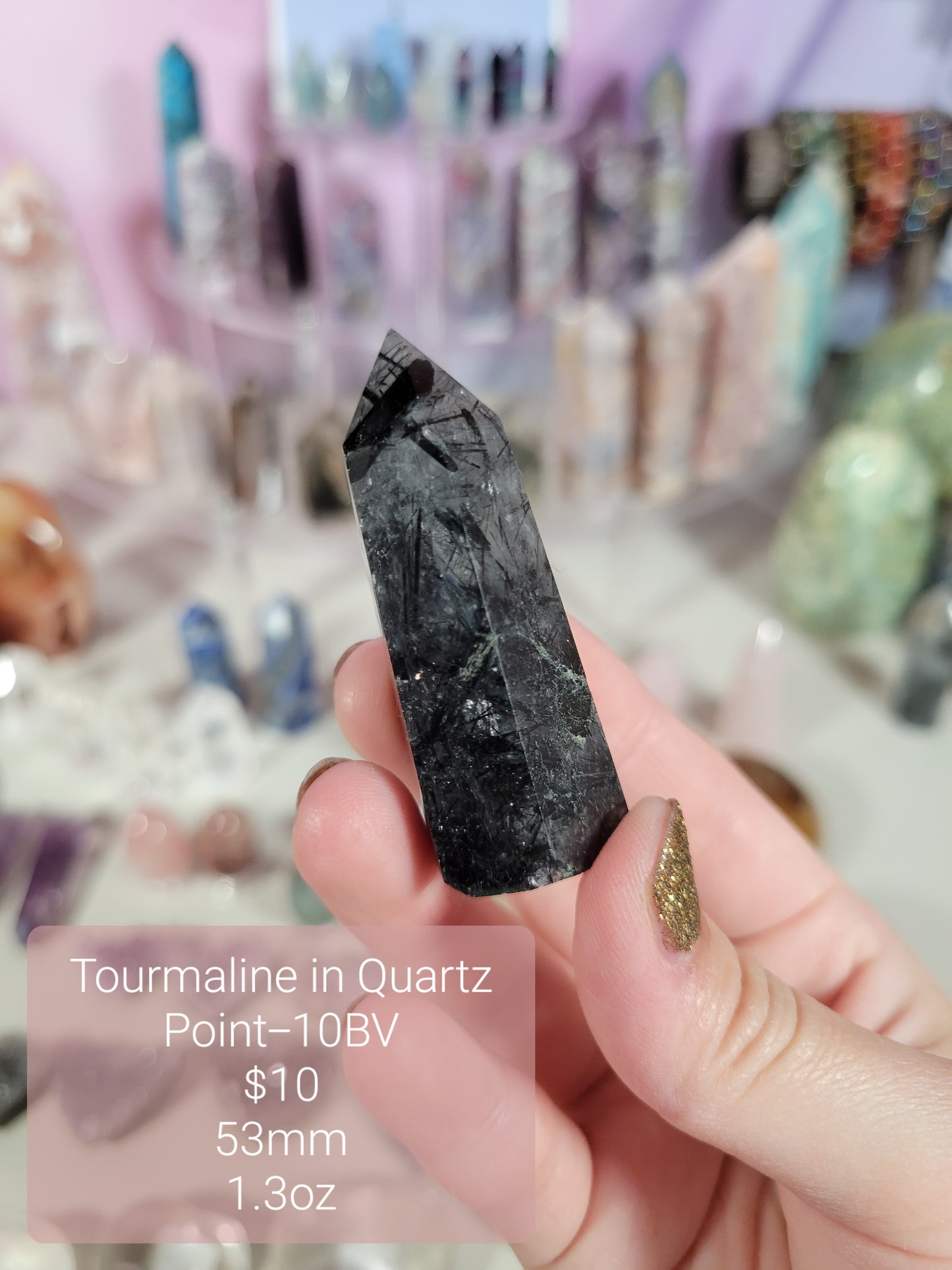 Small Black Tourmaline in Quartz Points