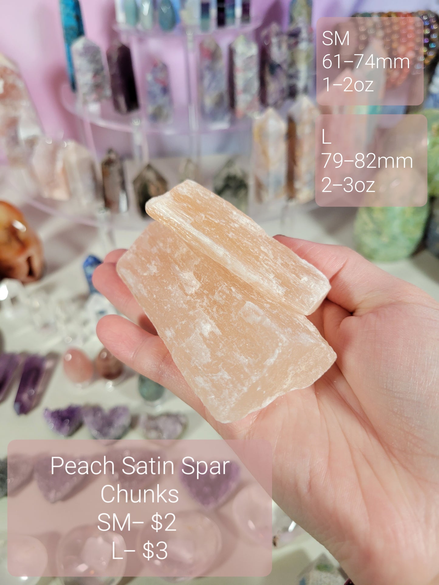 Raw Peach Satin Spar Sticks