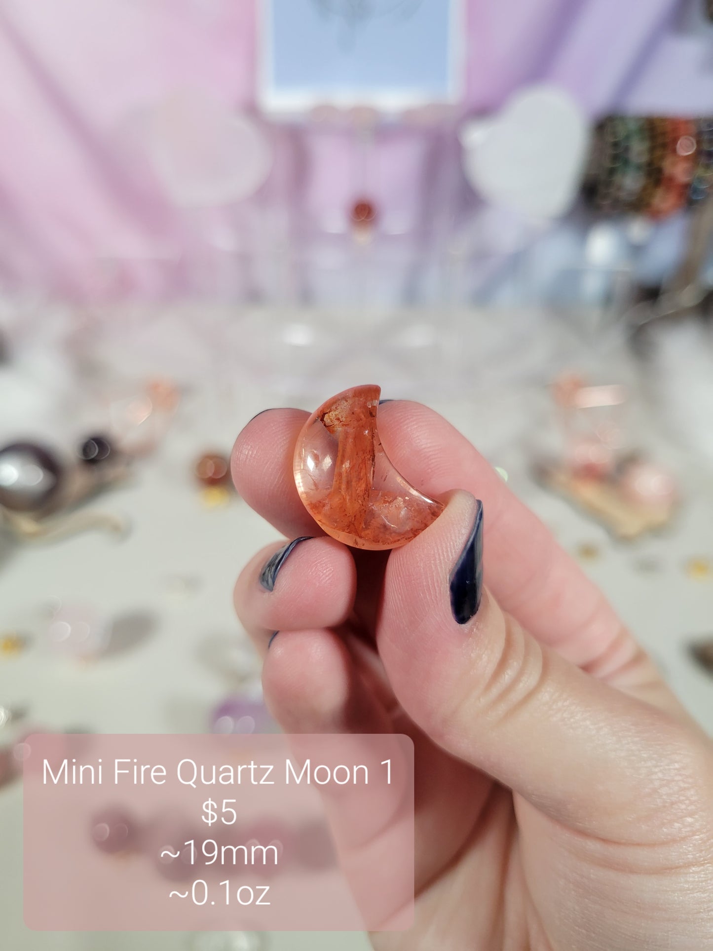 Mini Fire Quartz Moon Carving