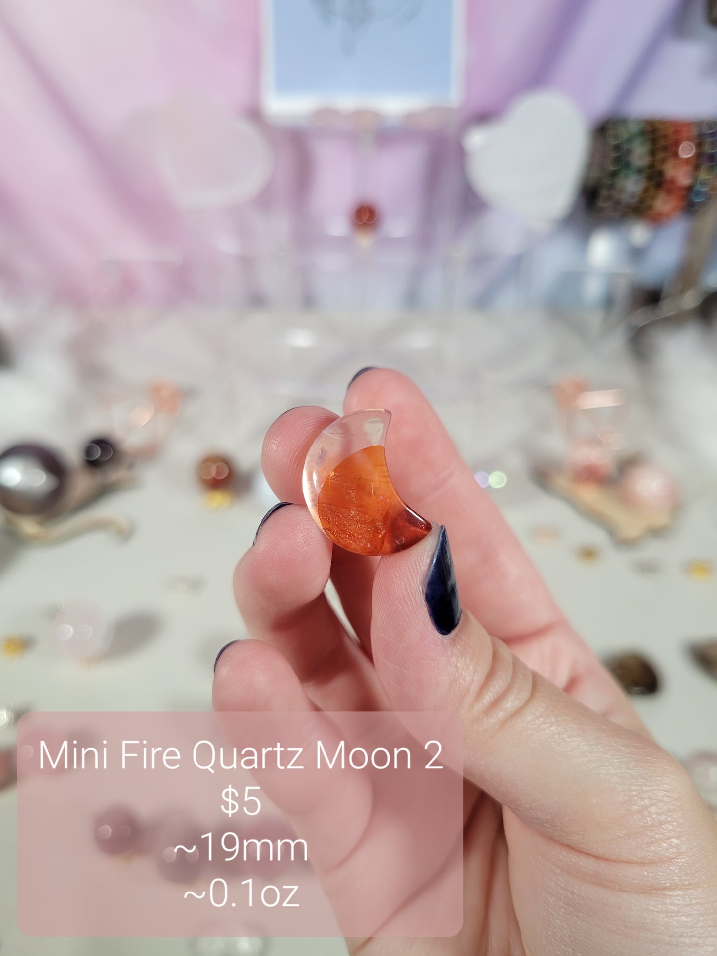 Mini Fire Quartz Moon Carving