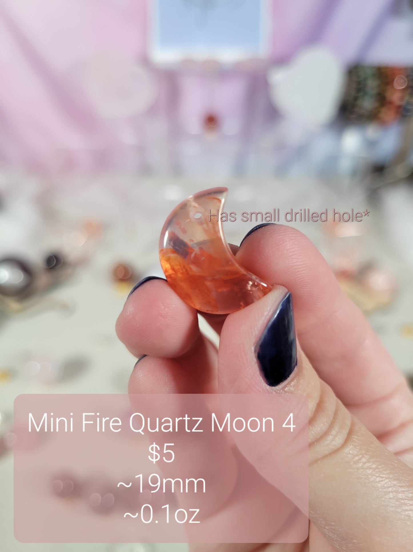 Mini Fire Quartz Moon Carving