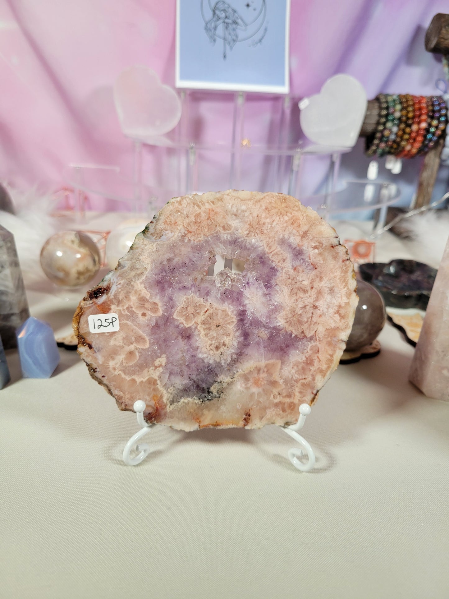 Pink Amethyst Flower Agate Slab 125P