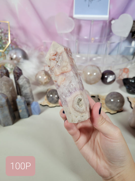 Pink Amethyst Flower Agate Point 100P