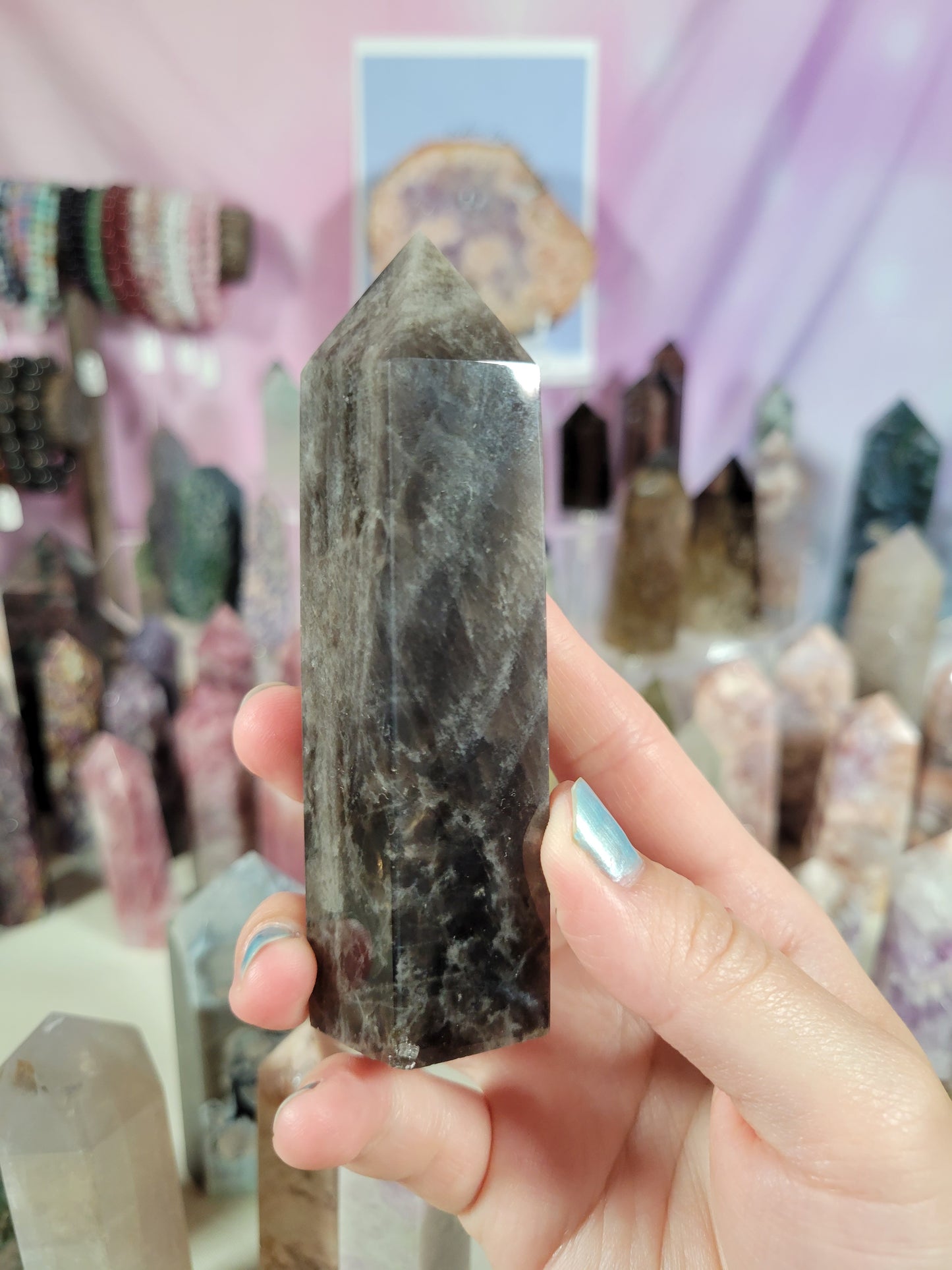 Black Rose Quartz Tower Point 69BK