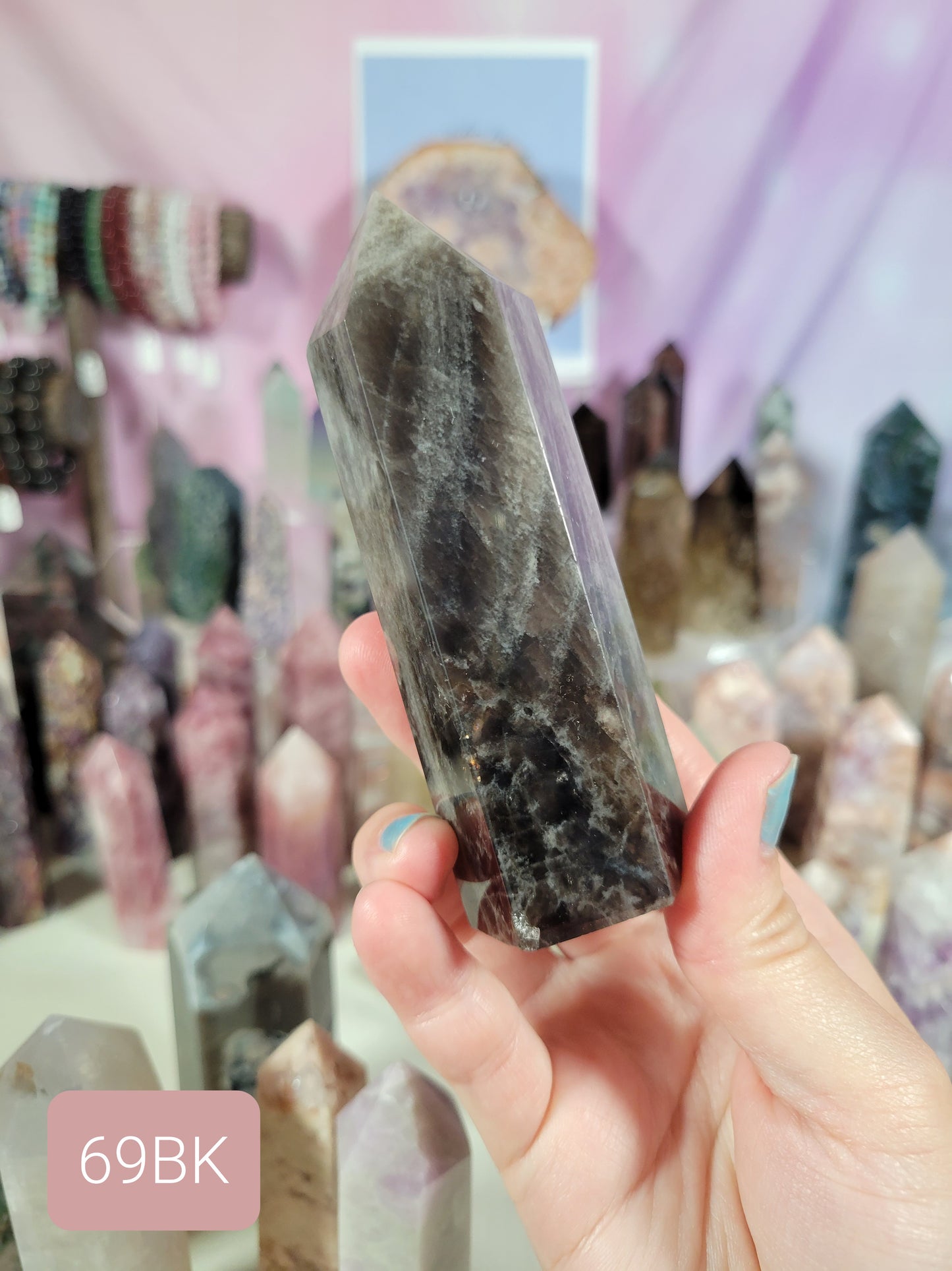 Black Rose Quartz Tower Point 69BK