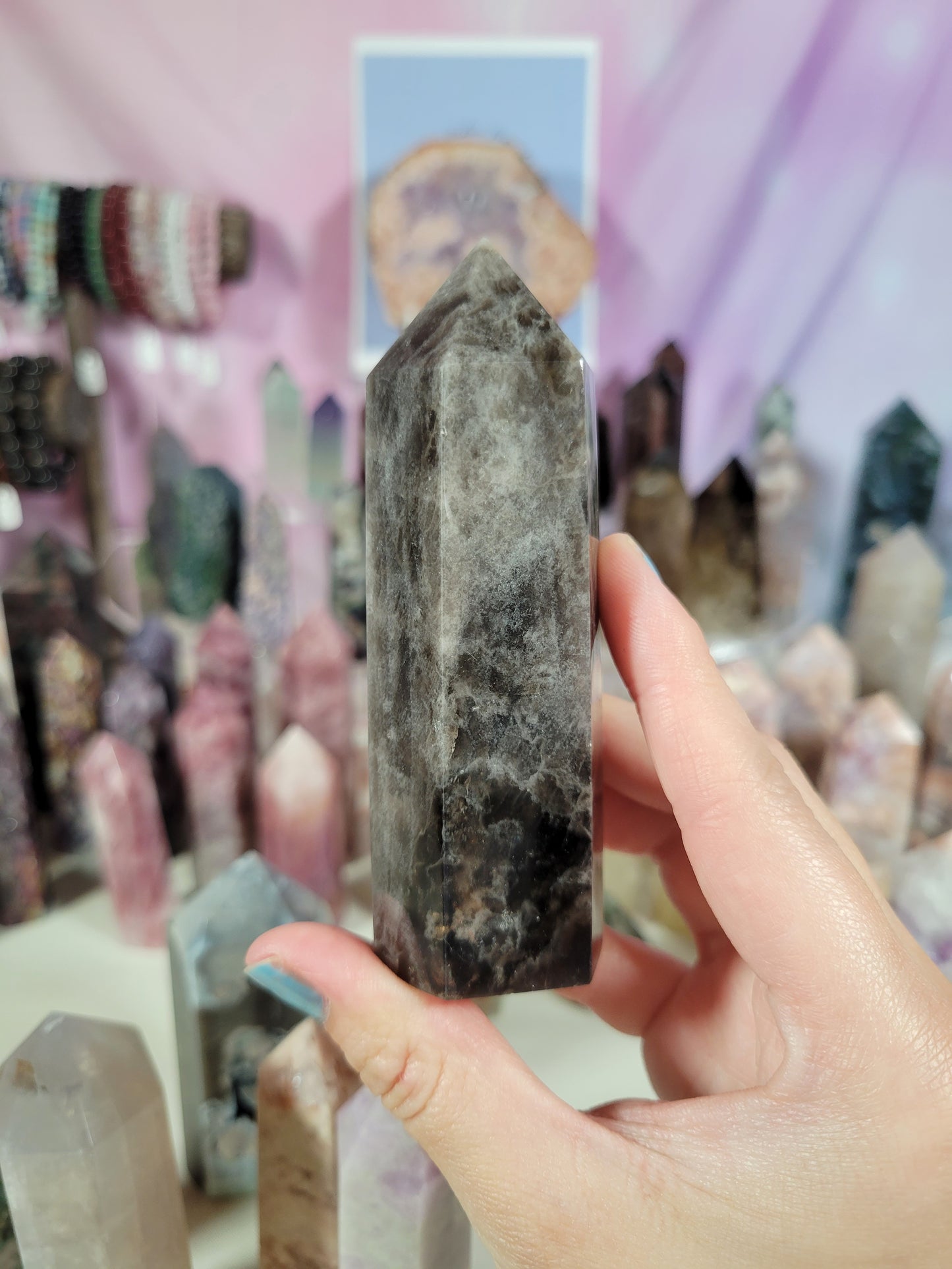 Black Rose Quartz Tower Point 69BK