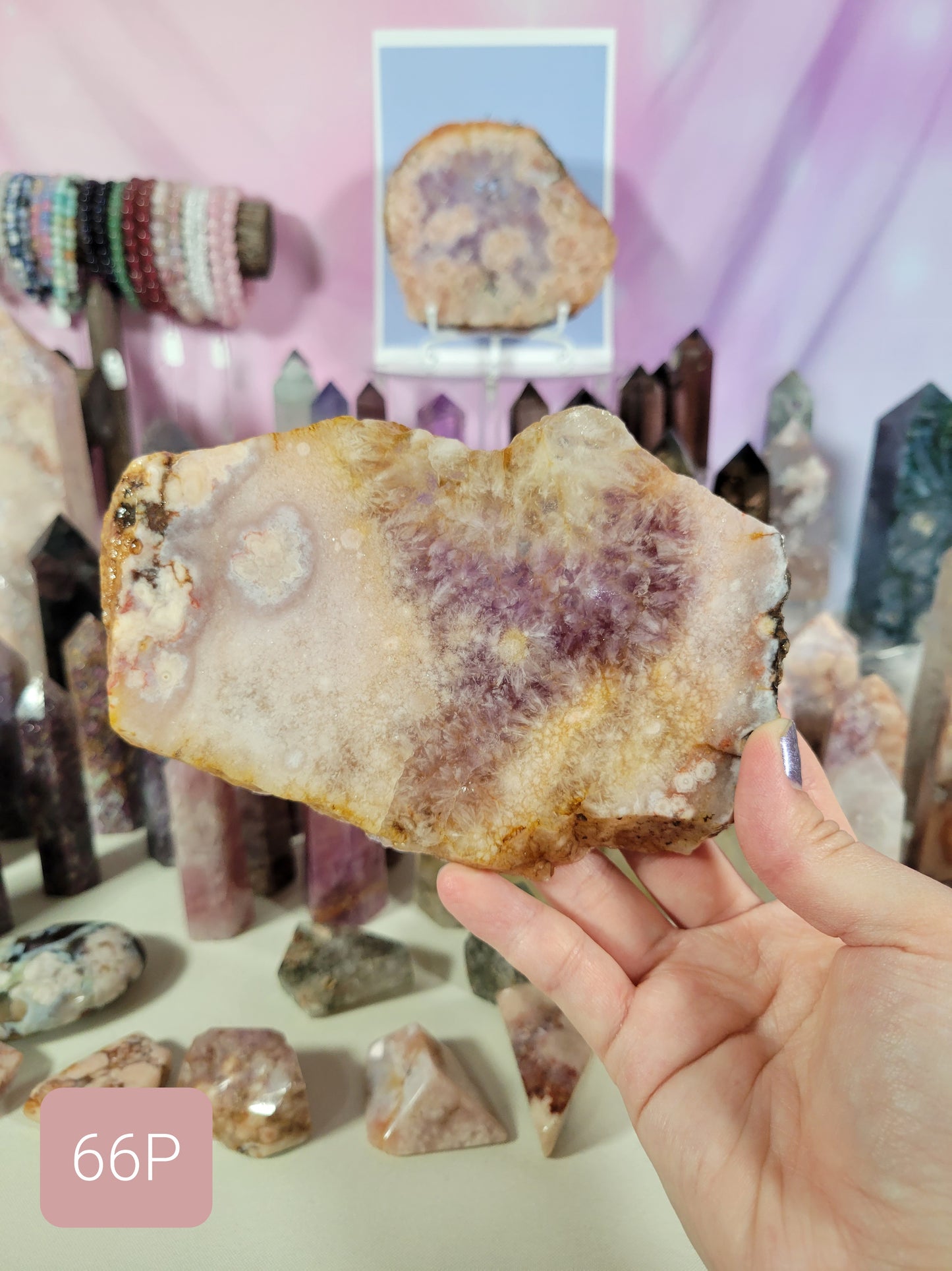 Pink Amethyst Flower Agate Slab 66P