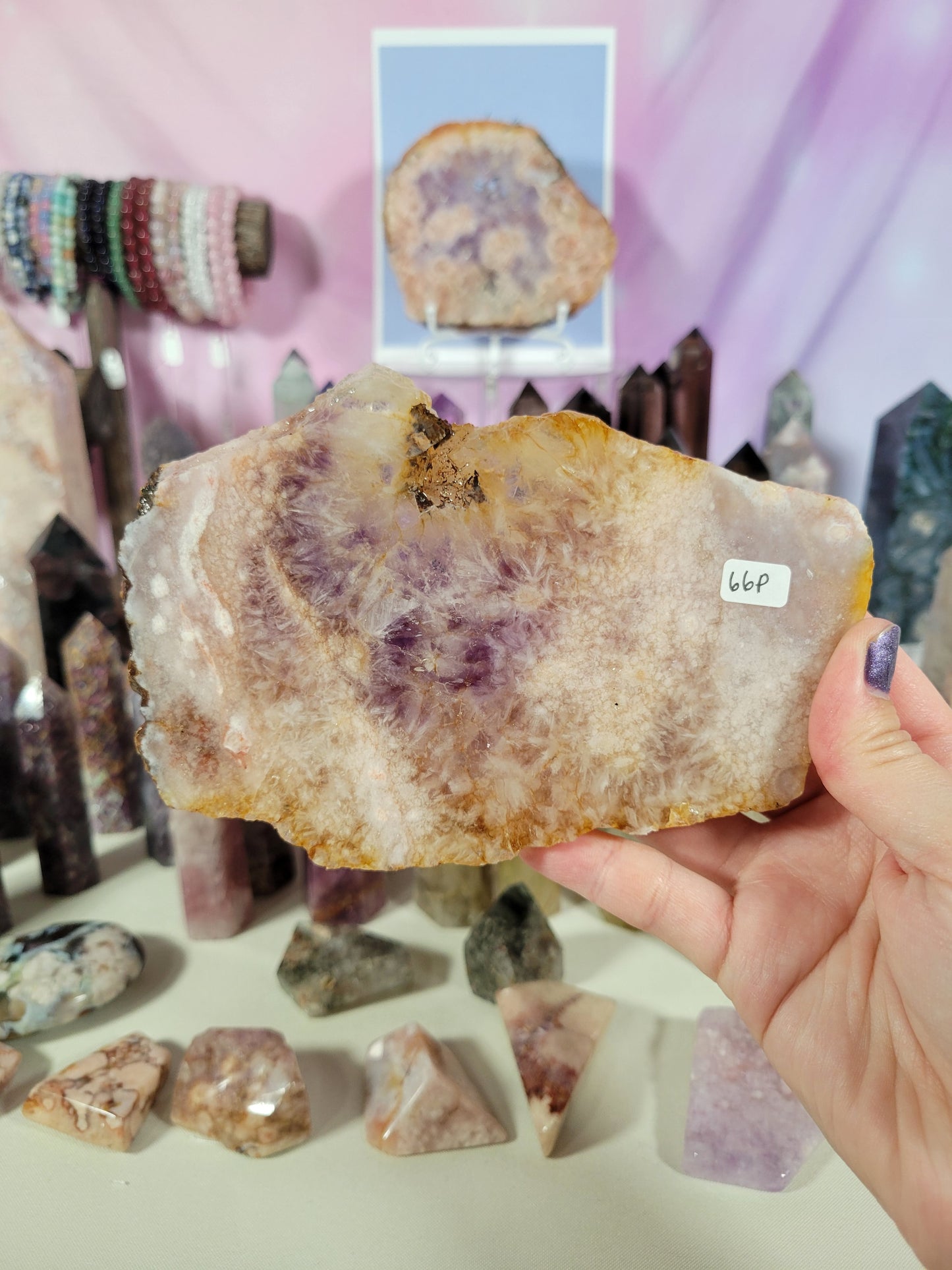 Pink Amethyst Flower Agate Slab 66P