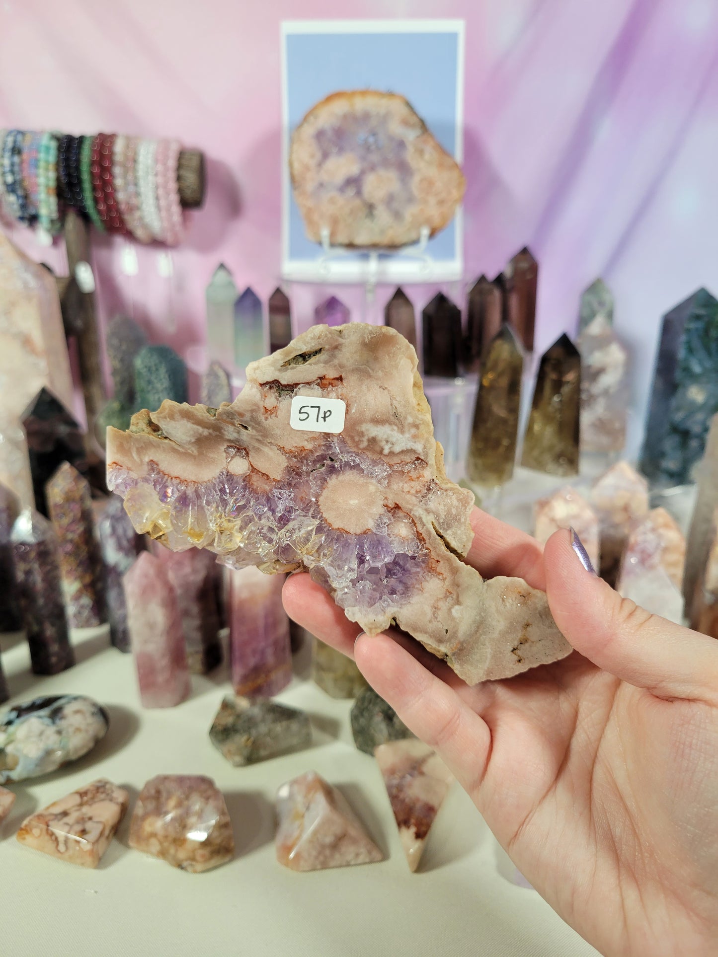 Pink Amethyst Flower Agate Slab 57PA