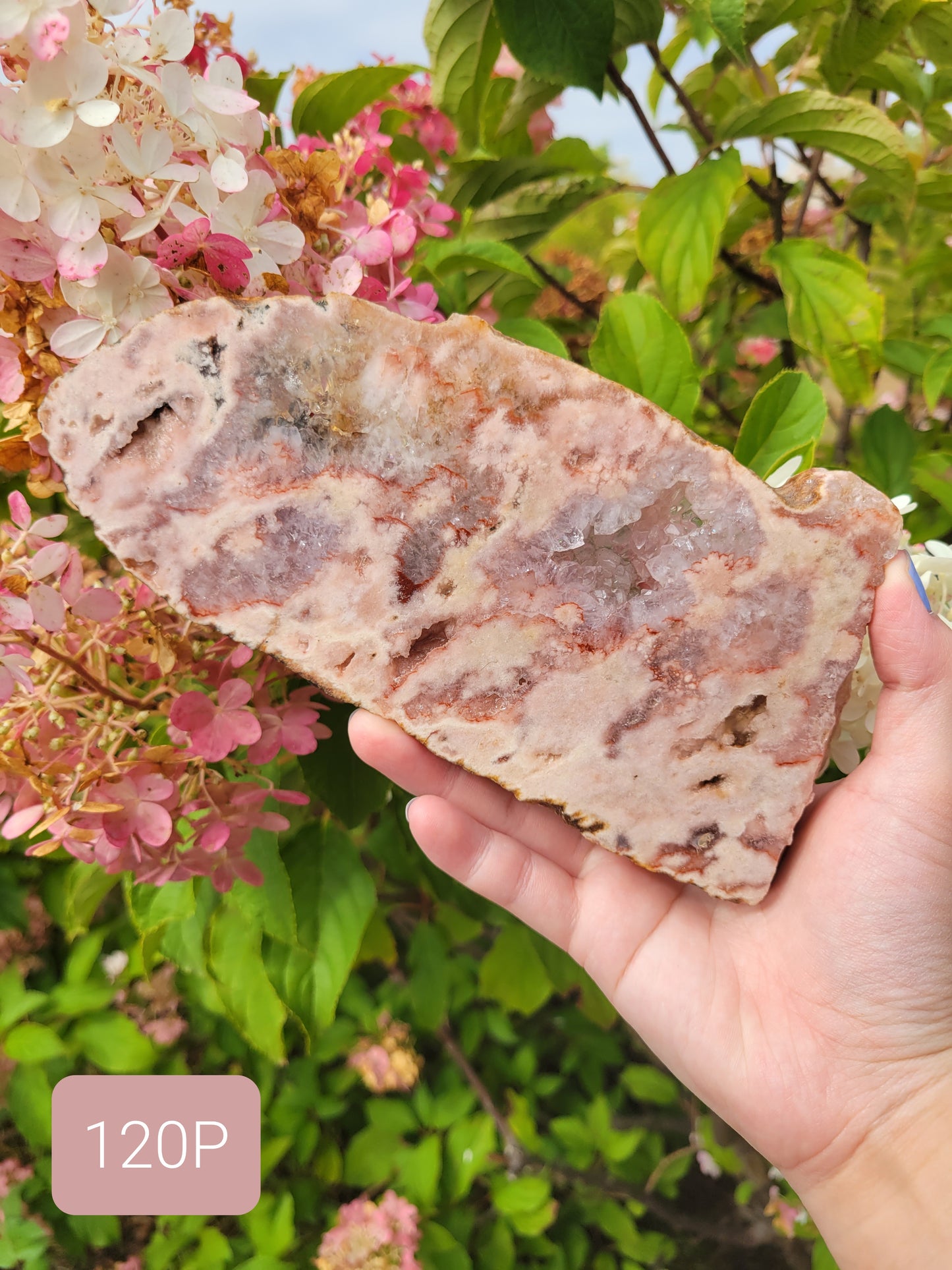 Pink Amethyst Flower Agate Slab 120P