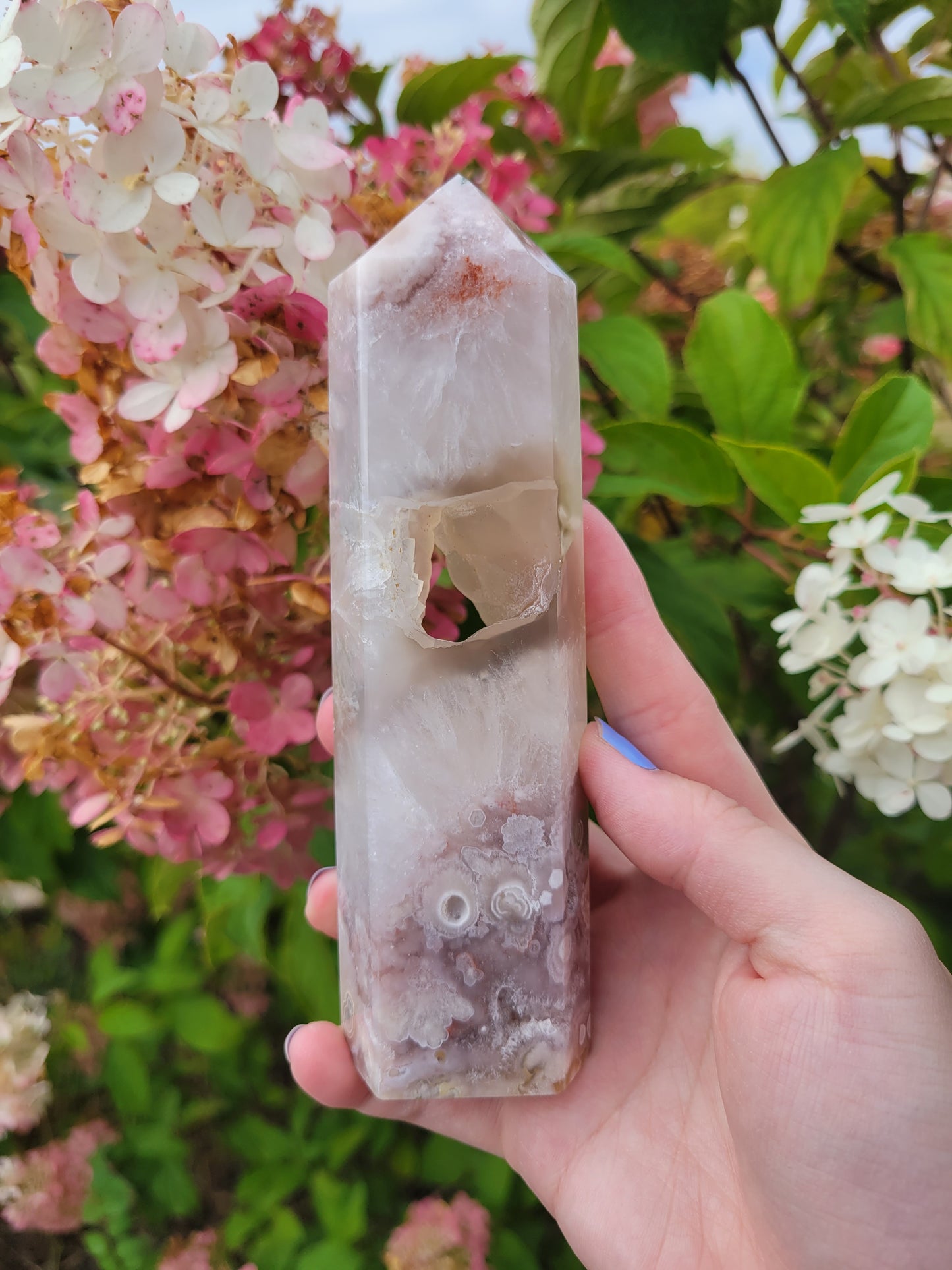 Pink Amethyst Flower  Agate Tower 80PK