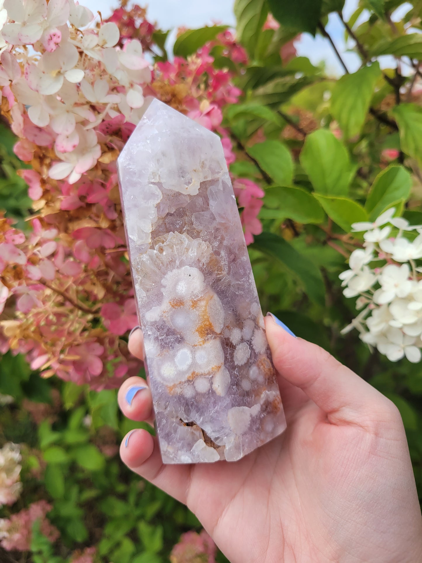 Pink Amethyst Flower Agate Tower 130PK